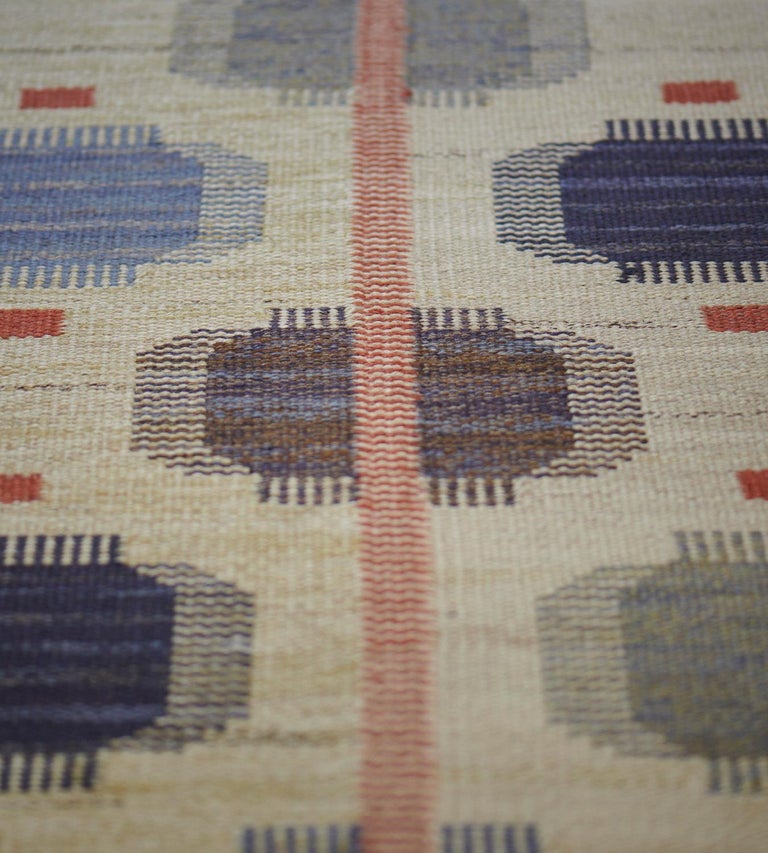 Hand-Woven Signed Mid-20th Century Marta Maas-fjetterström Wool Rug For Sale