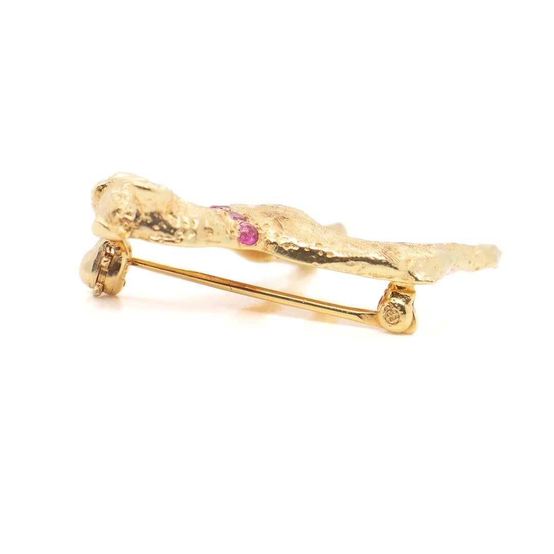 Signed Mid-Century 14K Gold & Ruby Boxer Dog Pin or Brooch For Sale 4