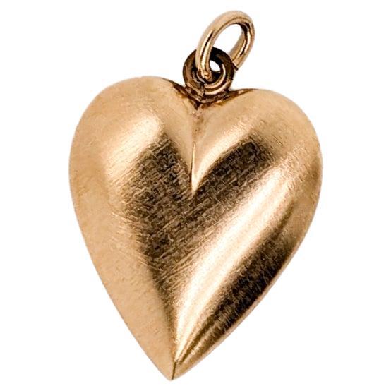 Pendentif ou breloque en forme de cœur en or 14K signé Binder Bros.