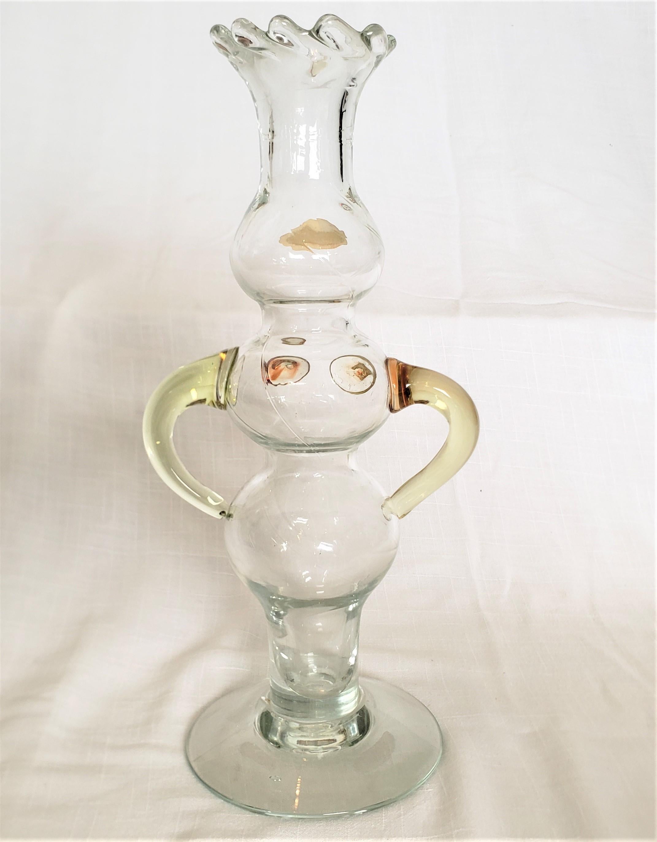 Mid-Century Modern Signed Mid-Century Blenko Amber Art Glass Nude Female Vase by Joel Philip Myers