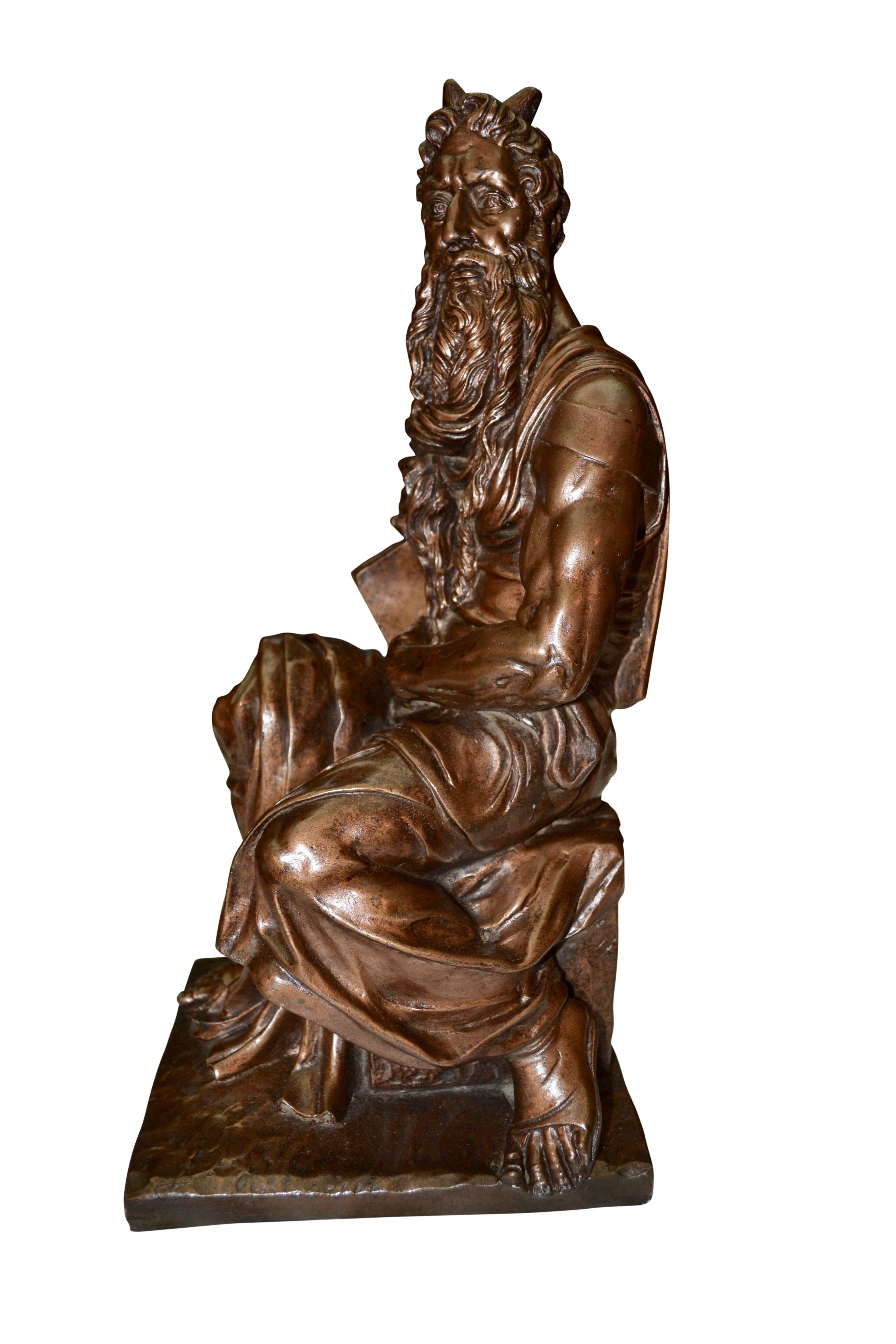 Signed Mid Century Bronzed Terracotta Copy of Michelangelo's Moses 2
