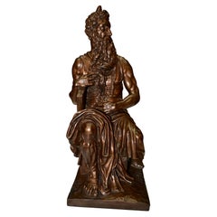 Signed Mid Century Bronzed Terracotta Copy of Michelangelo's Moses