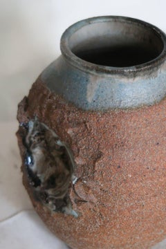 Signed Mid-Century Brutalist Studio Stoneware Vase, c. 1960s