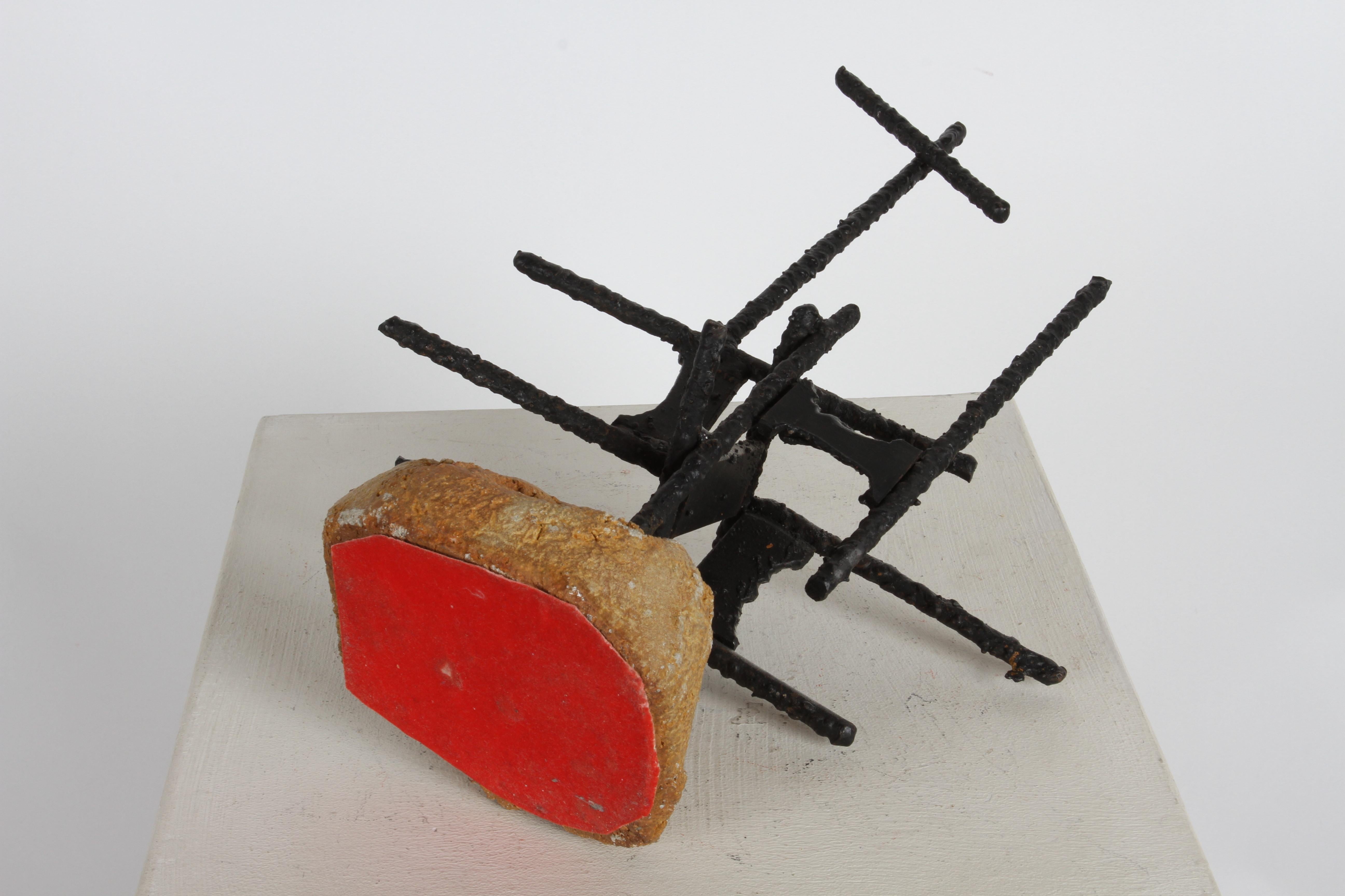 Signed Mid-Century Brutalist Welded Iron Rebar Abstract Sculpture, circa 1960s For Sale 6