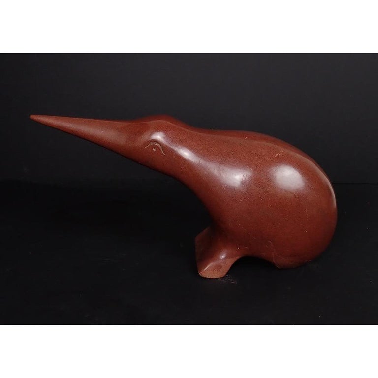 Signed Midcentury Carved Red Marble Kiwi Bird Sculpture At 1stdibs