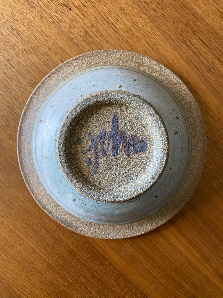 Signed Mid Century Ceramic Ashtray For Sale 1