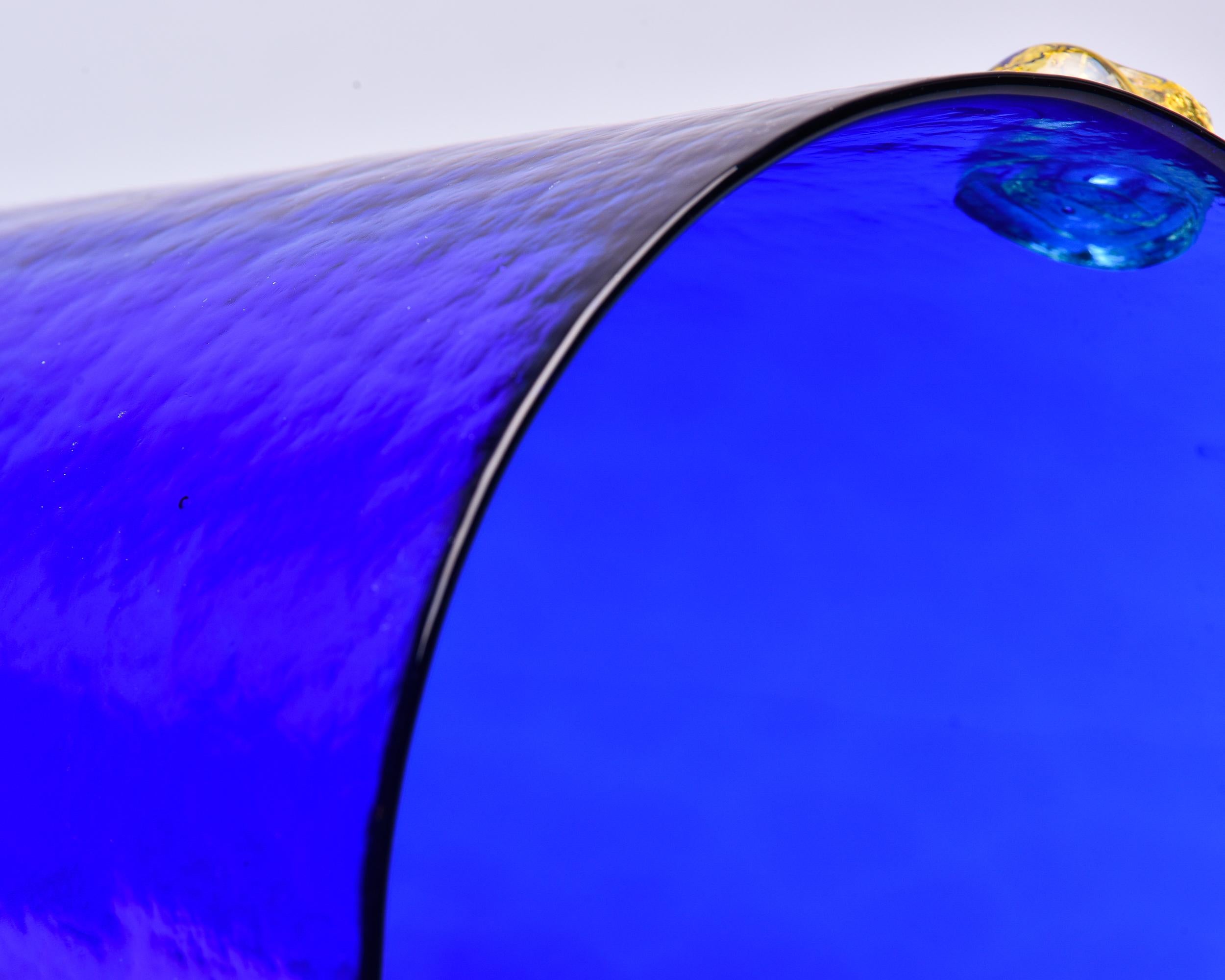 Signed Mid Century Deep Blue Murano Glass Ice Bucket or Wine Cooler 5