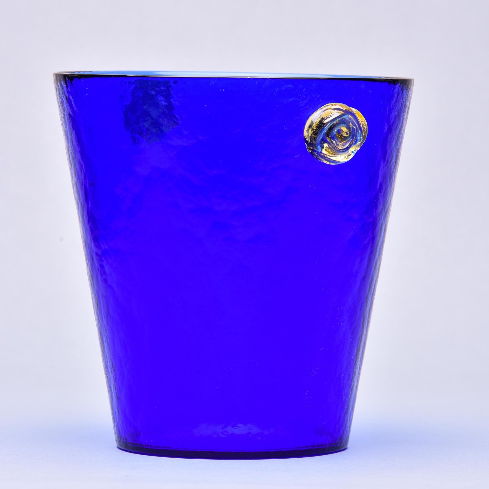 Mid-Century Modern Signed Mid Century Deep Blue Murano Glass Ice Bucket or Wine Cooler