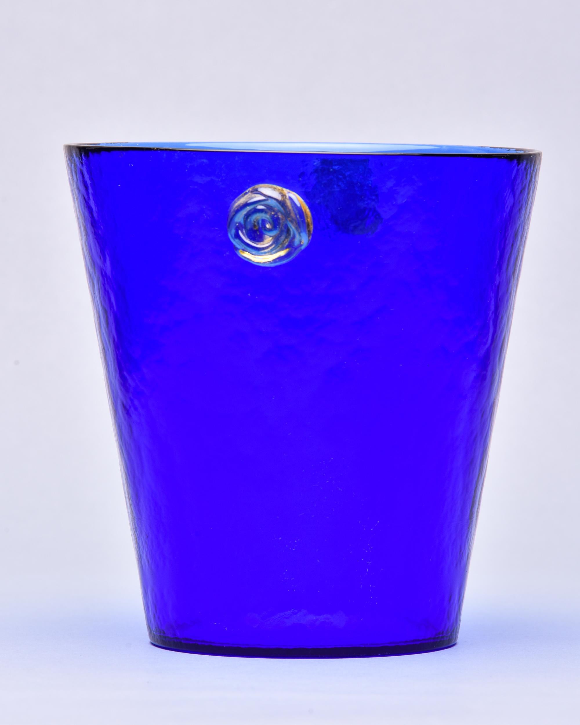 Italian Signed Mid Century Deep Blue Murano Glass Ice Bucket or Wine Cooler