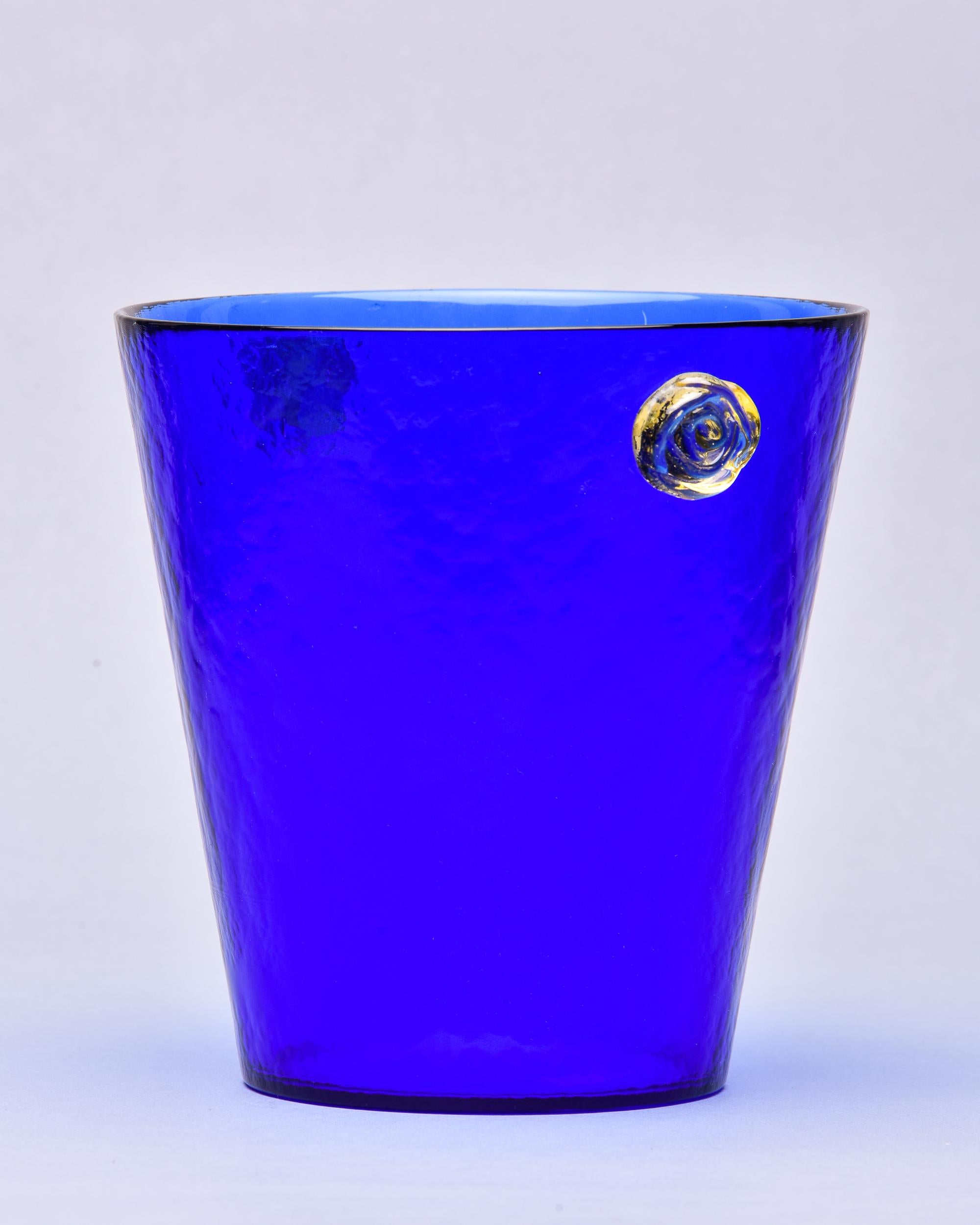 20th Century Signed Mid Century Deep Blue Murano Glass Ice Bucket or Wine Cooler