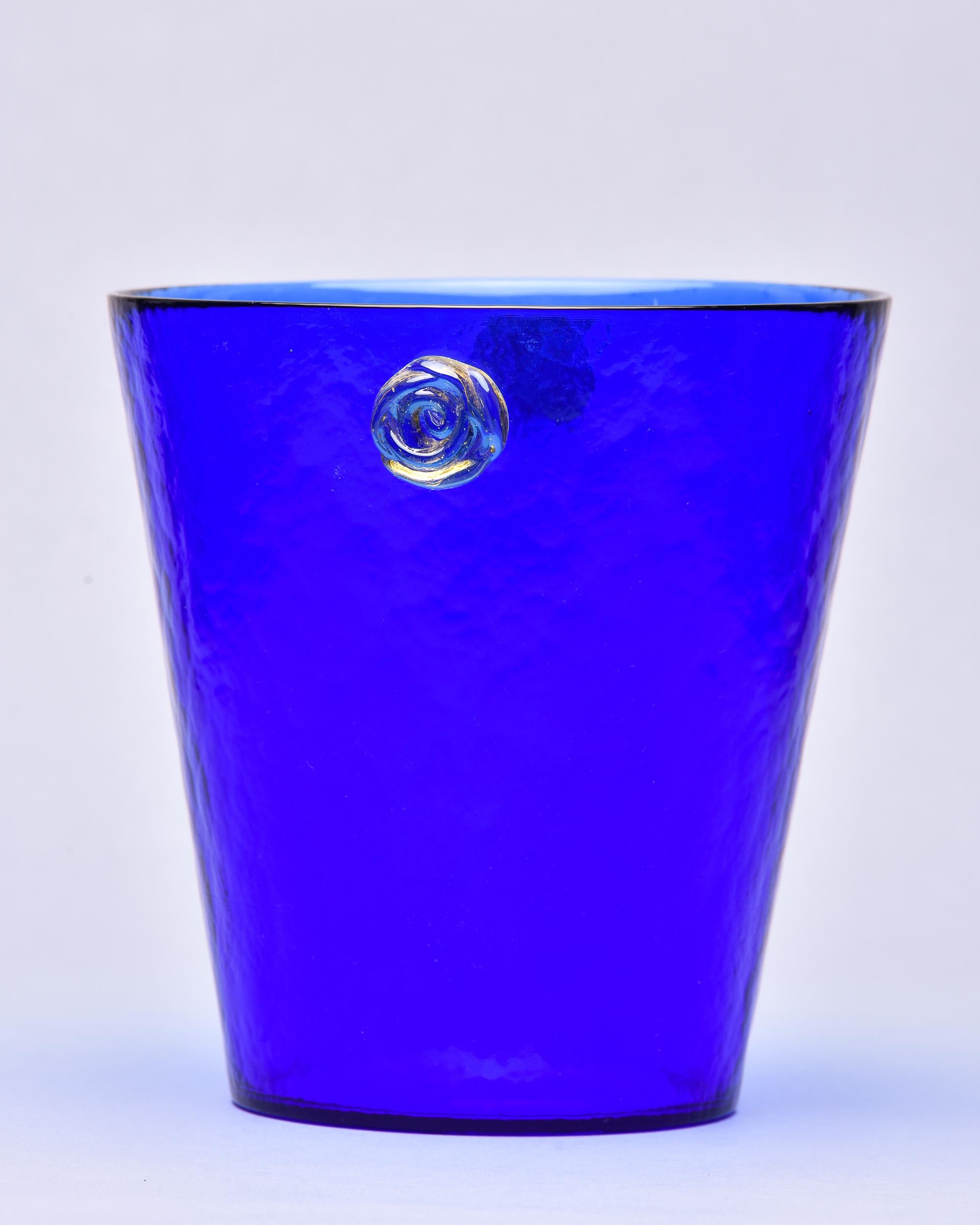 Signed Mid Century Deep Blue Murano Glass Ice Bucket or Wine Cooler 1