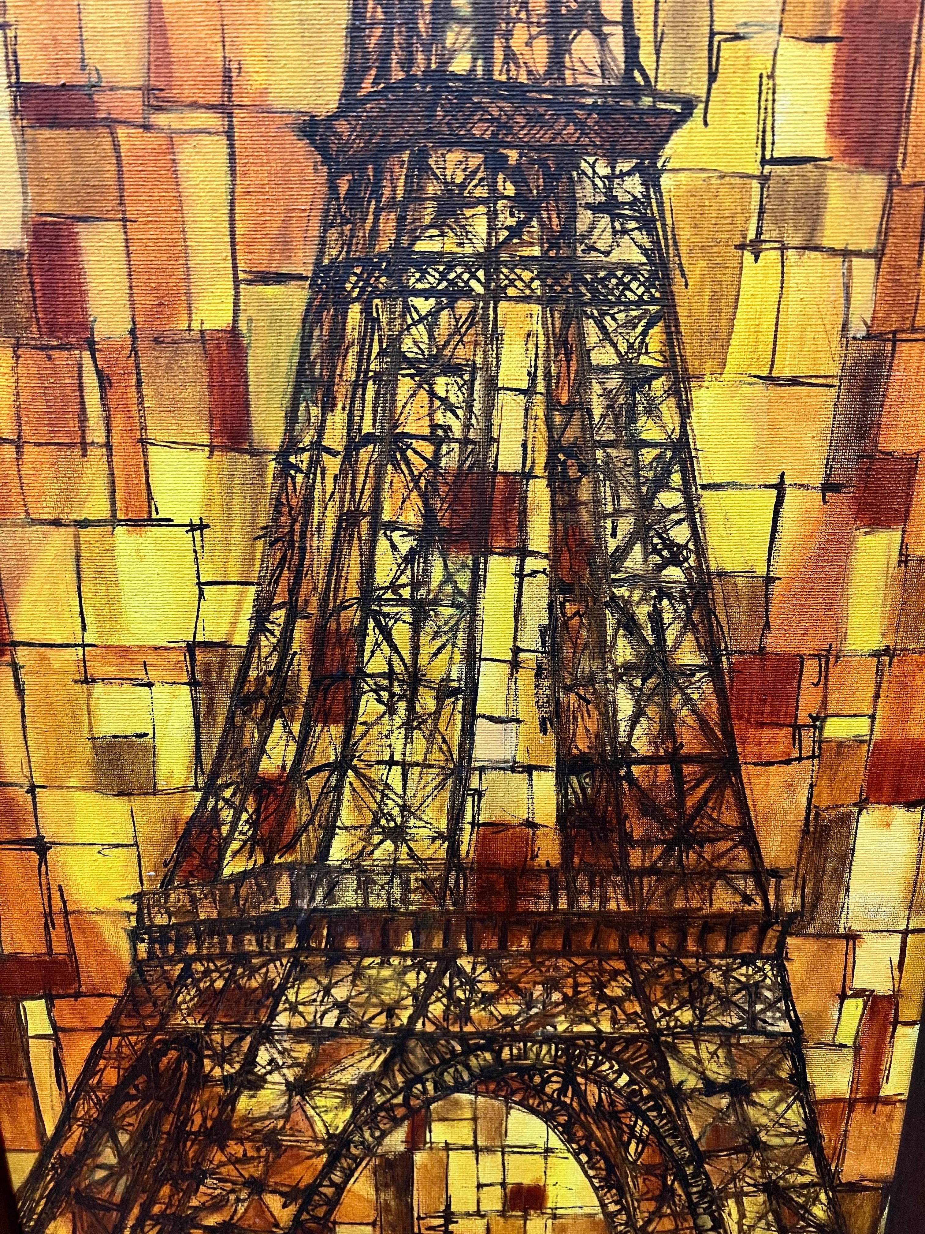 Signed Mid Century Eiffel Tower Painting by Joseph L. Klein  For Sale 1