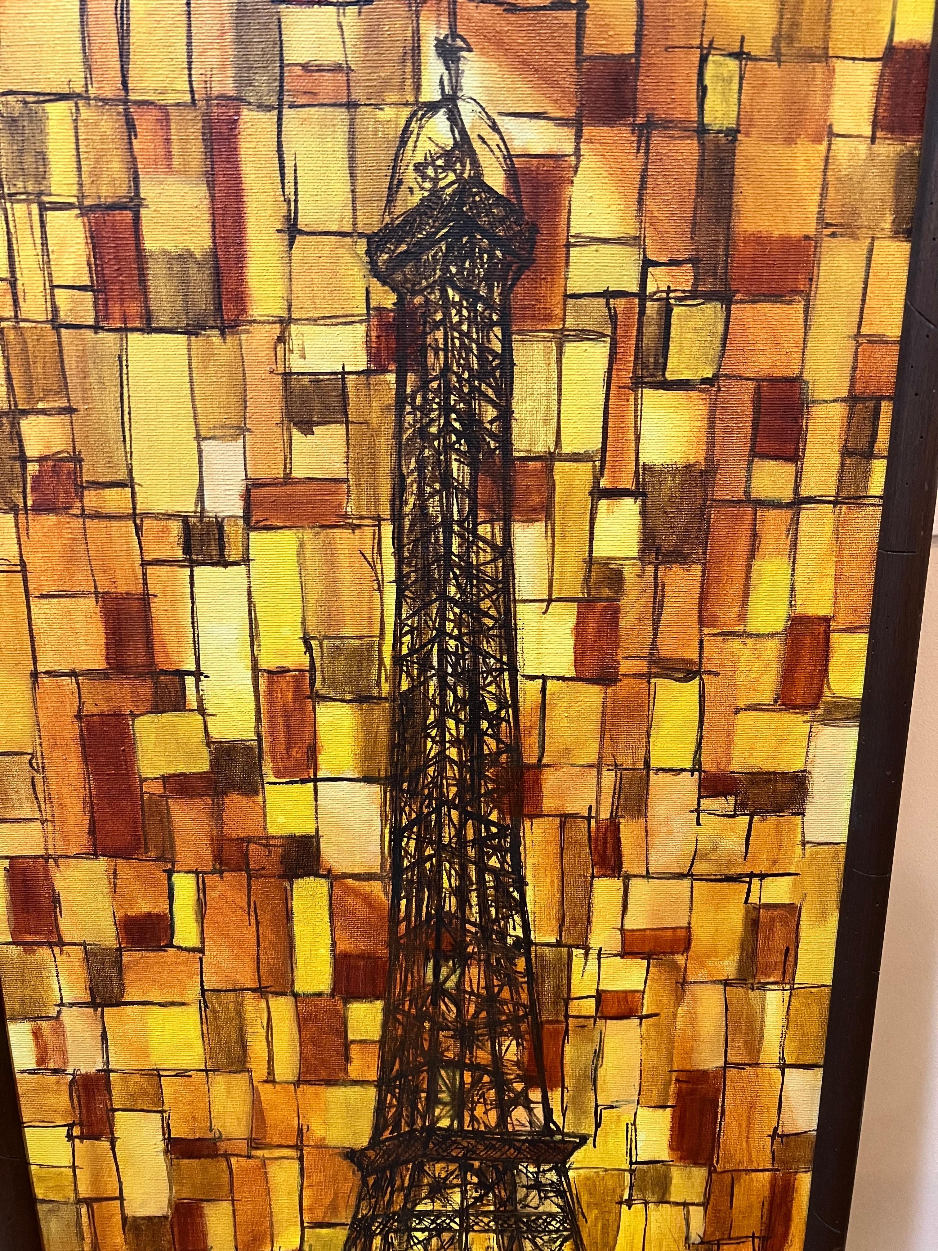 Signed Mid Century Eiffel Tower Painting by Joseph L. Klein  For Sale 2
