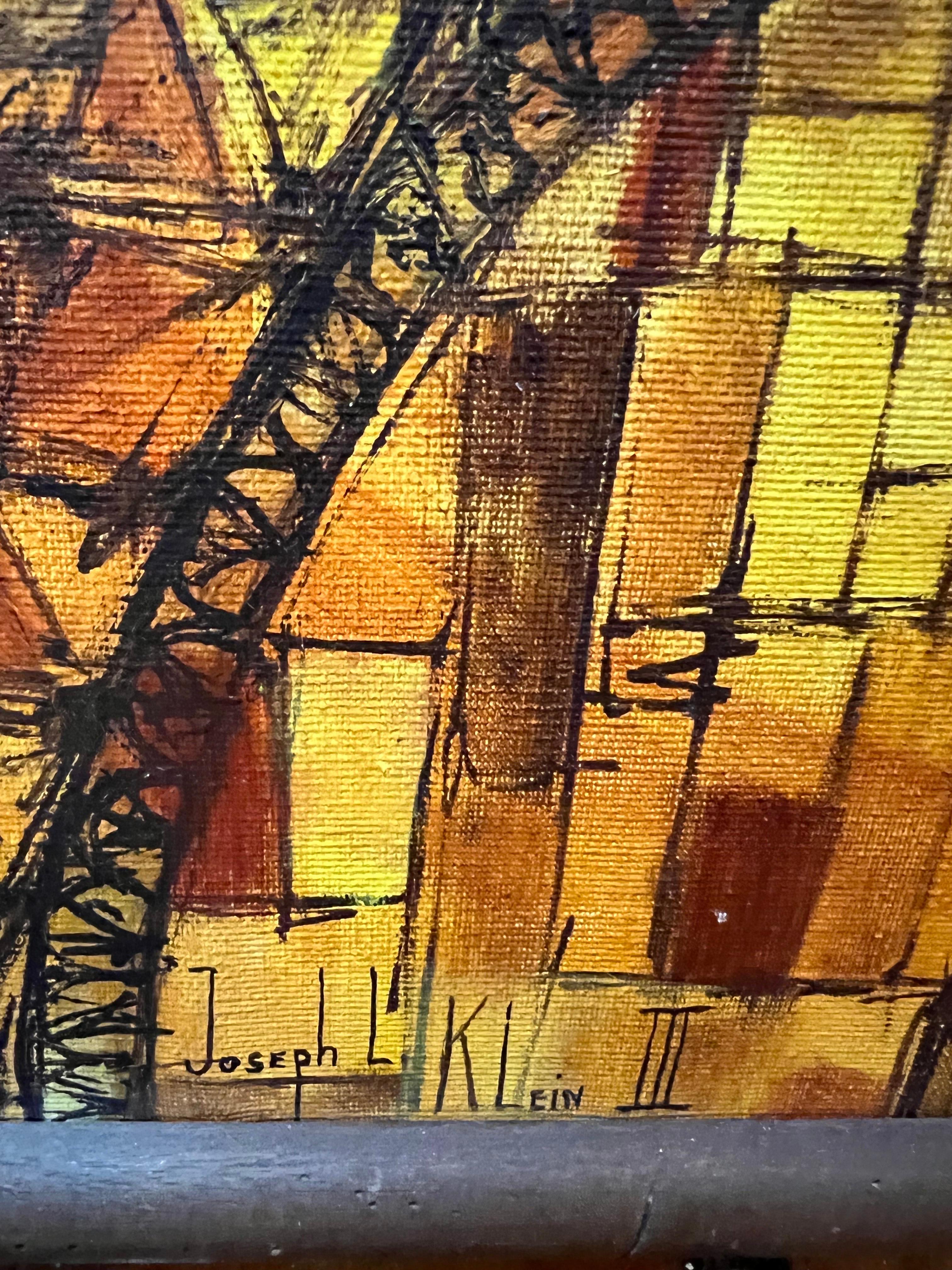 Signed Mid Century Eiffel Tower Painting by Joseph L. Klein  For Sale 3