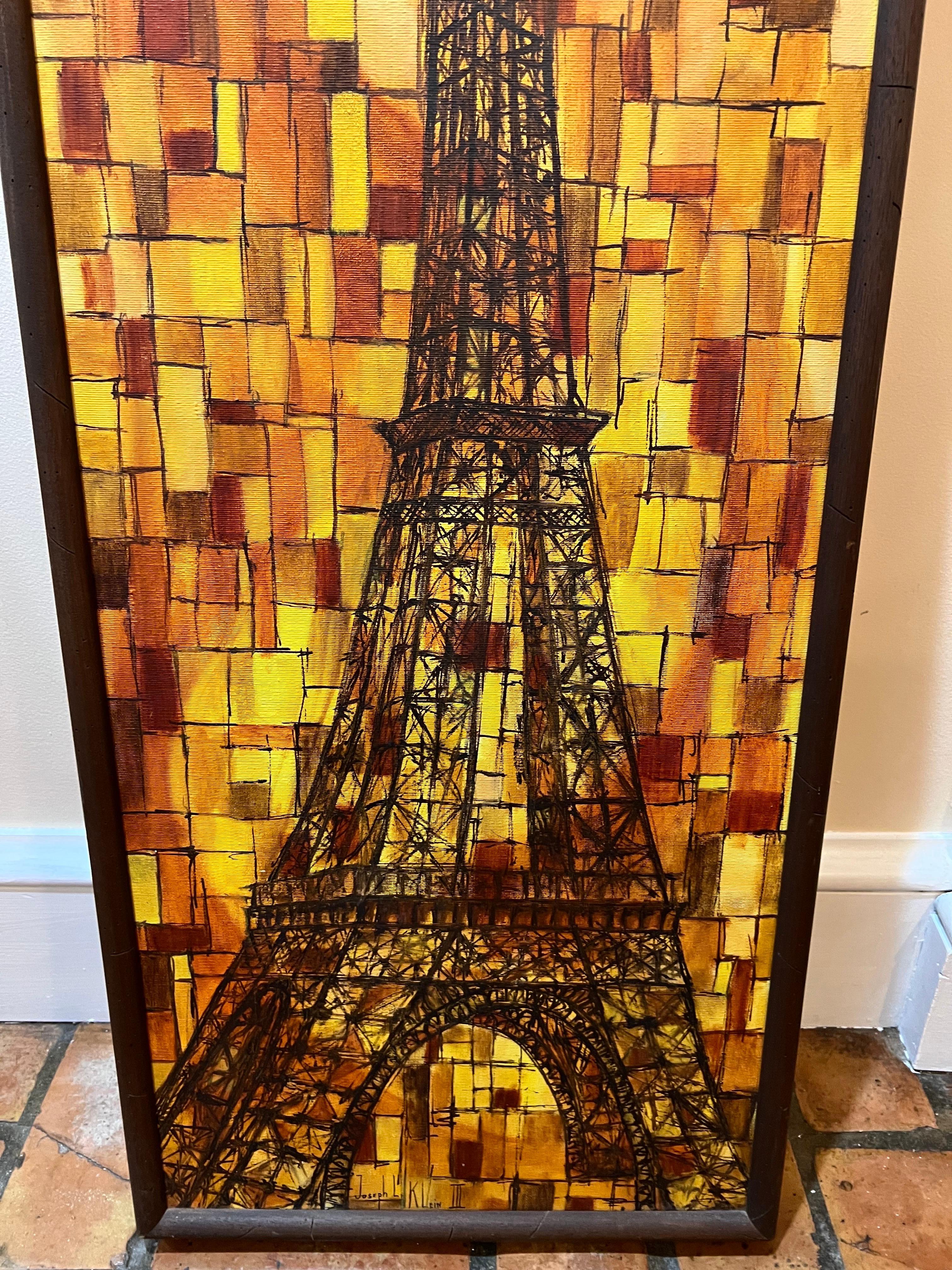 Eiffelturm-Gemälde aus der Mitte des Jahrhunderts von Joseph L. Klein  (Moderne der Mitte des Jahrhunderts) im Angebot