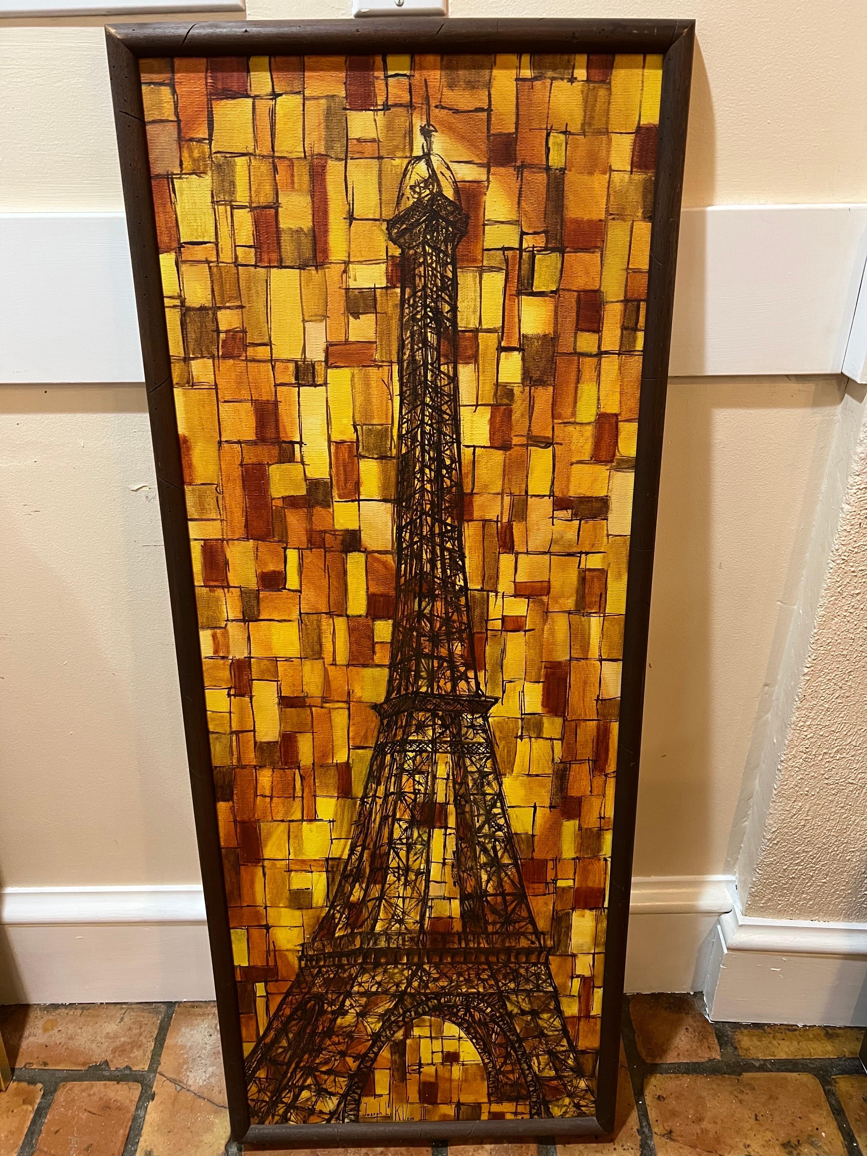 Mid-20th Century Signed Mid Century Eiffel Tower Painting by Joseph L. Klein  For Sale