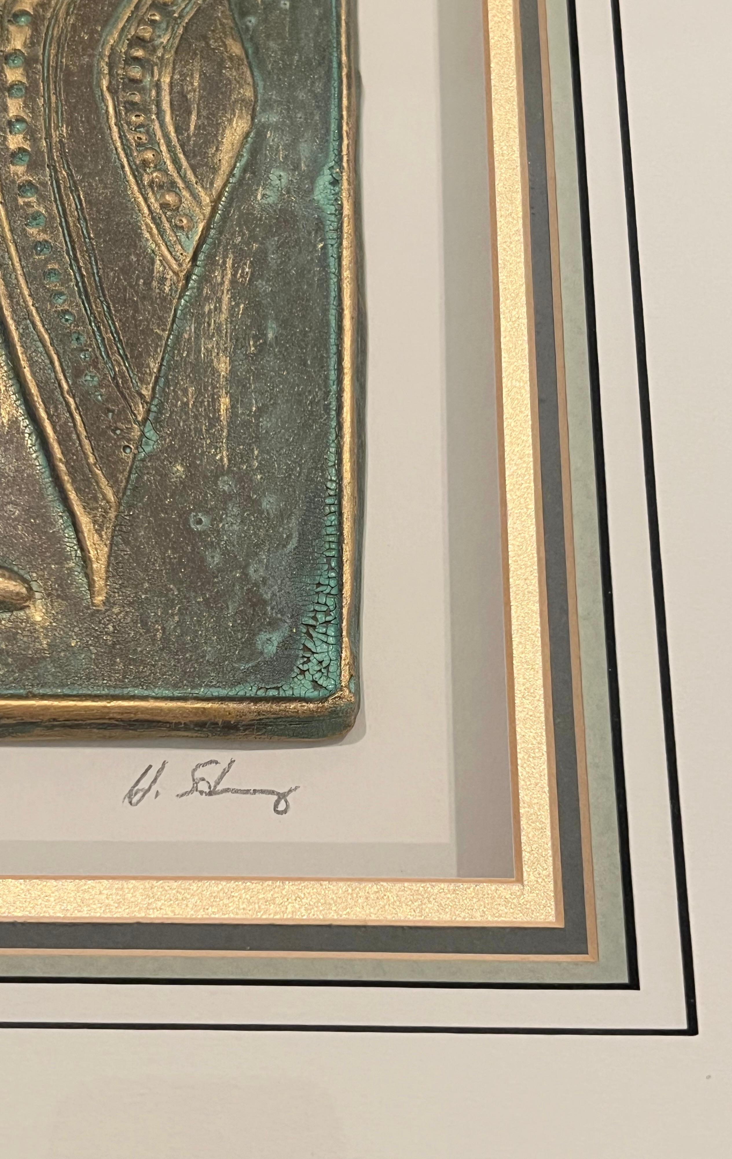 American Signed Mid Century Harris Strong “Warrior I” Framed Tile Art  For Sale