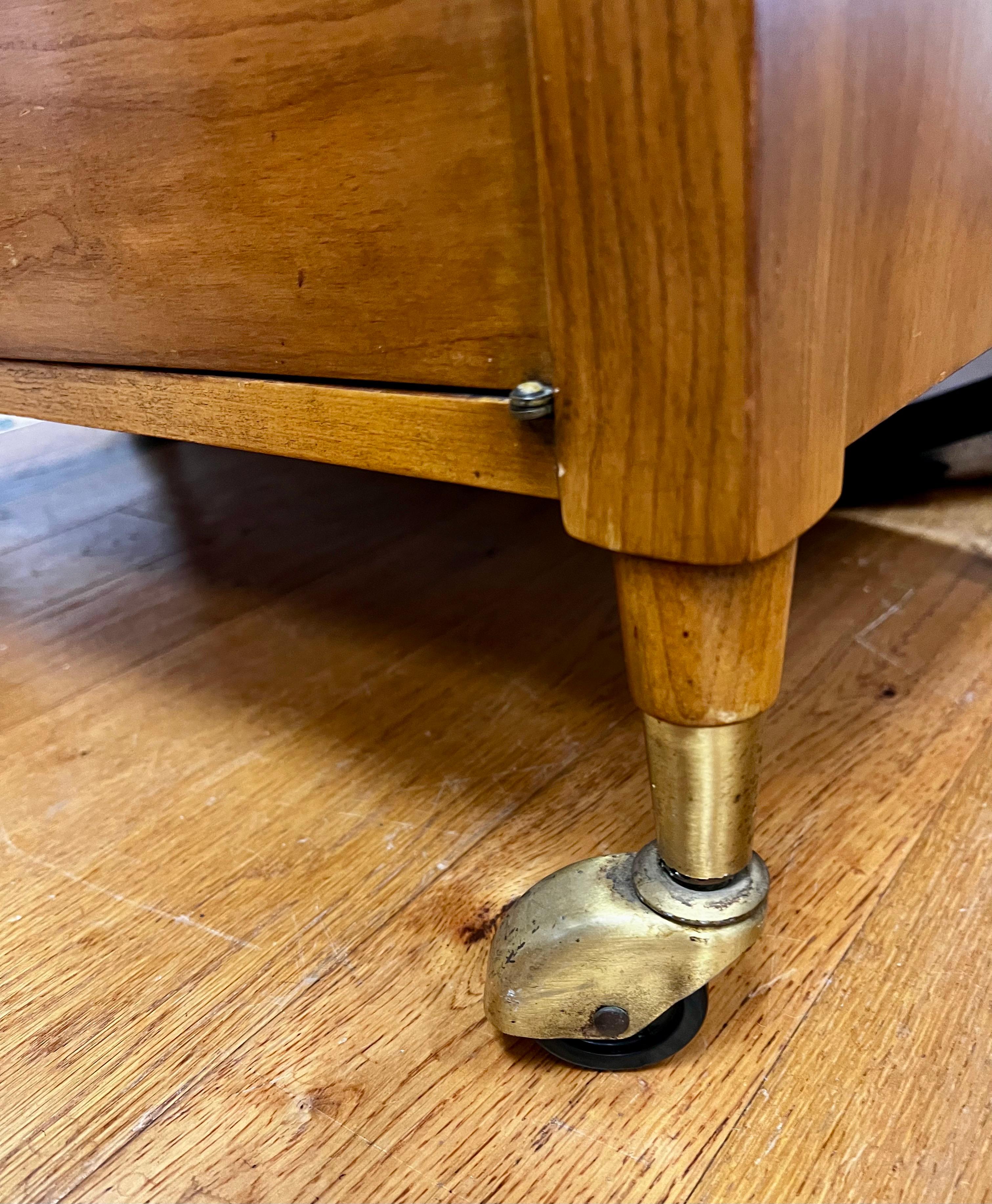 Signed Mid Century John Widdicomb Drop Leaf Expandable Rolling Bar Cart Tea Cart 1