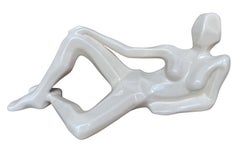 Signed Mid-Century Modern Abstract Cubist Table Sculpture in White Ceramic Japan