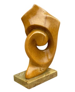 Signed Mid-Century Modern Abstract Mounted Marble Table Sculpture on Marble Base