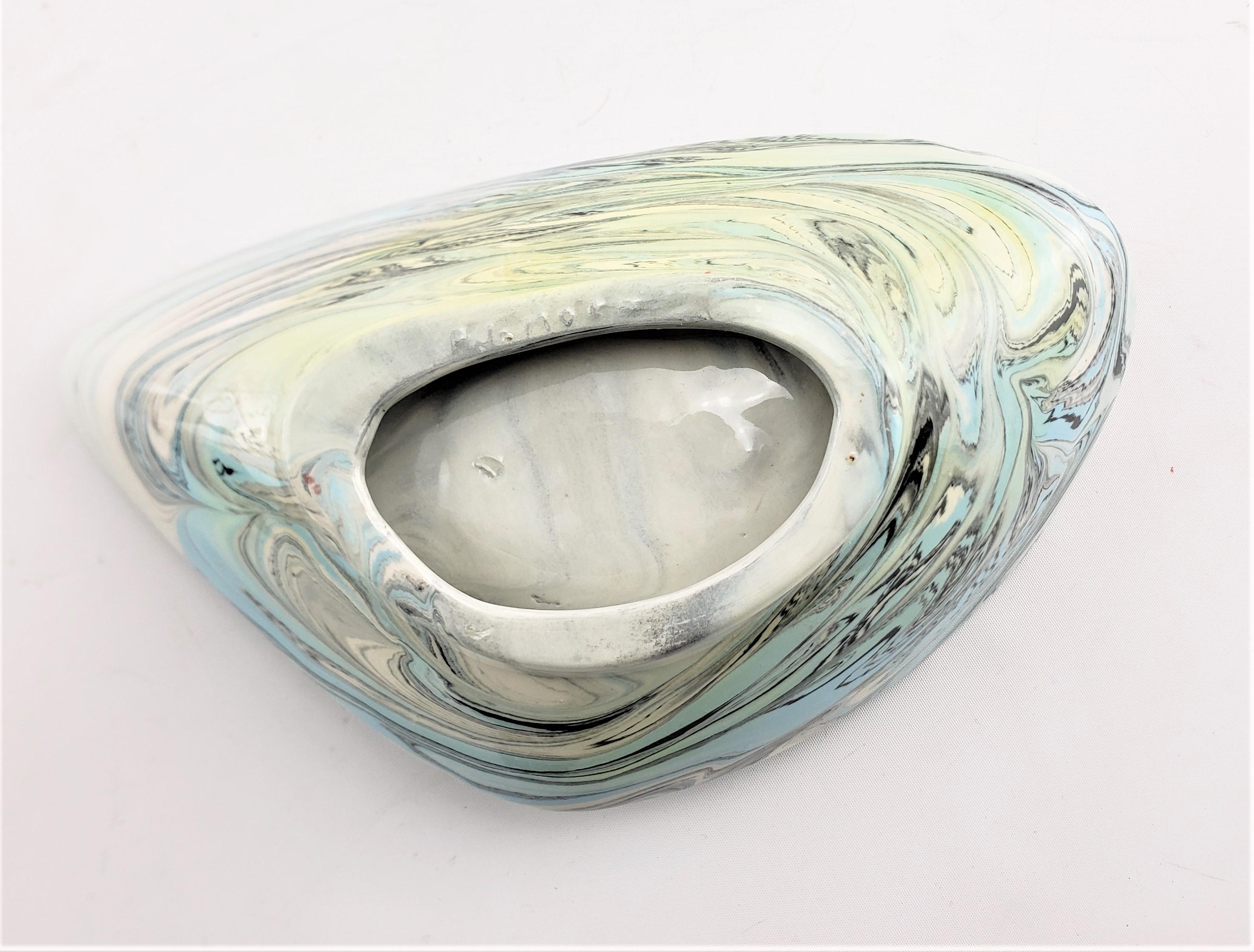 Signed Mid-Century Modern Biomorphic Shaped Ceramic Ashtray with Swirled Glaze For Sale 5
