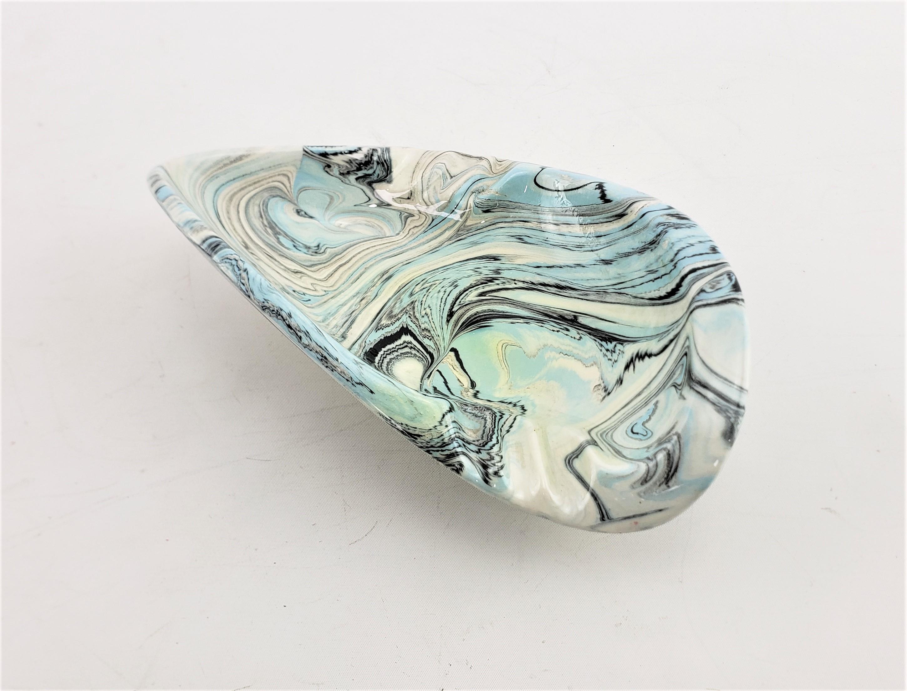Signed Mid-Century Modern Biomorphic Shaped Ceramic Ashtray with Swirled Glaze For Sale 8