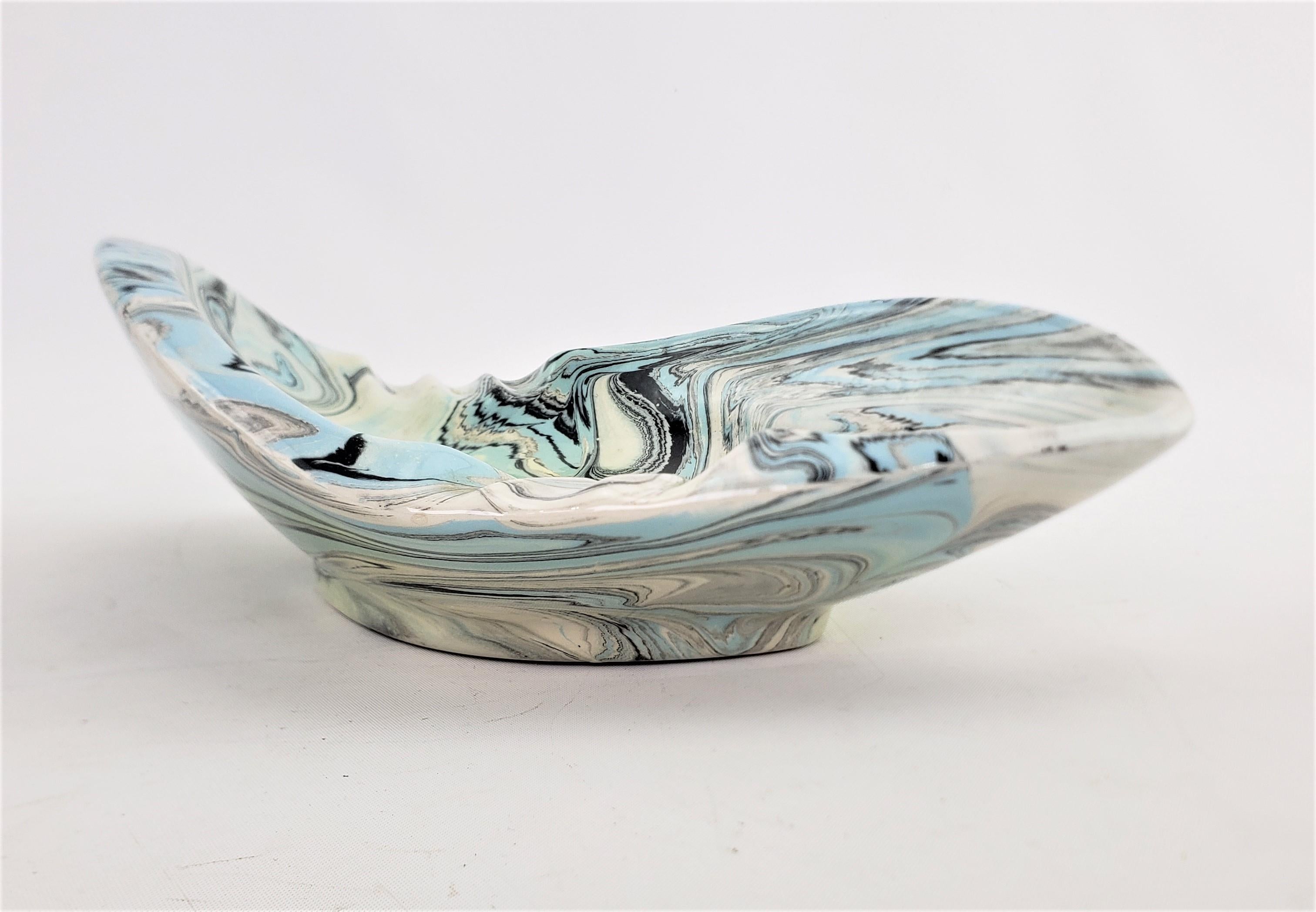 Signed Mid-Century Modern Biomorphic Shaped Ceramic Ashtray with Swirled Glaze For Sale 2
