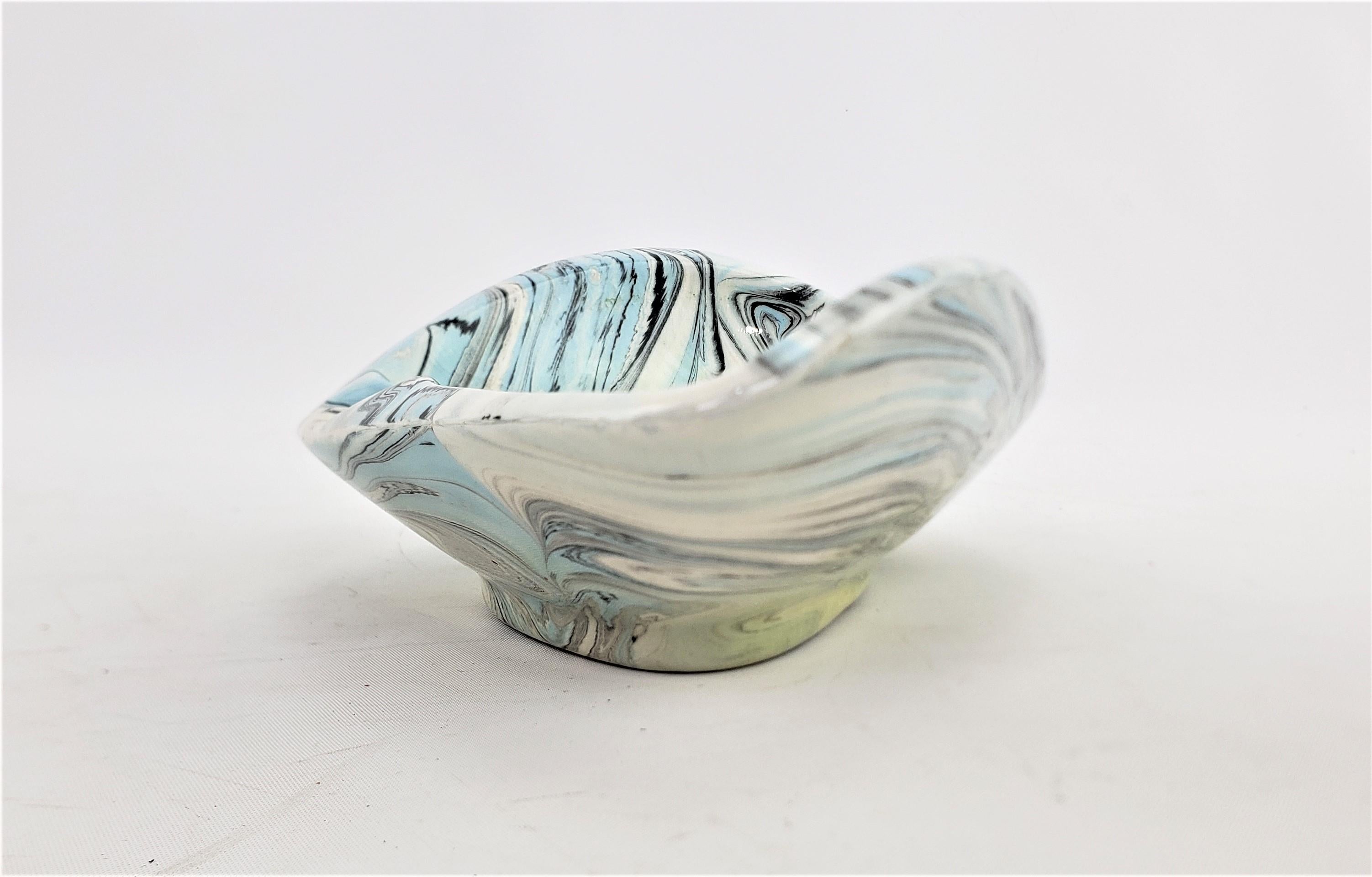 Signed Mid-Century Modern Biomorphic Shaped Ceramic Ashtray with Swirled Glaze For Sale 3