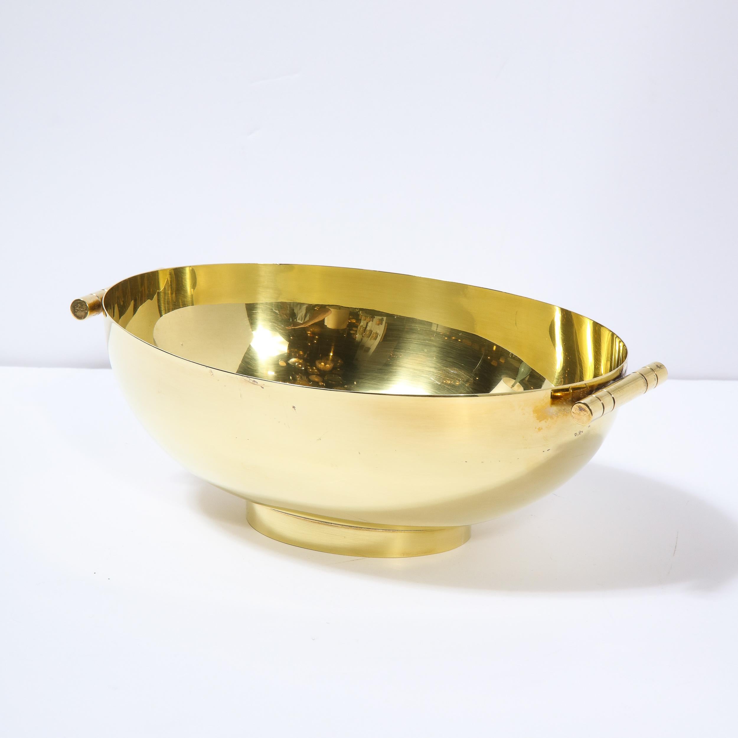 American Signed Mid-Century Modern Brass Bowl by Tommi Parzinger for Dorlyn Silversmiths For Sale