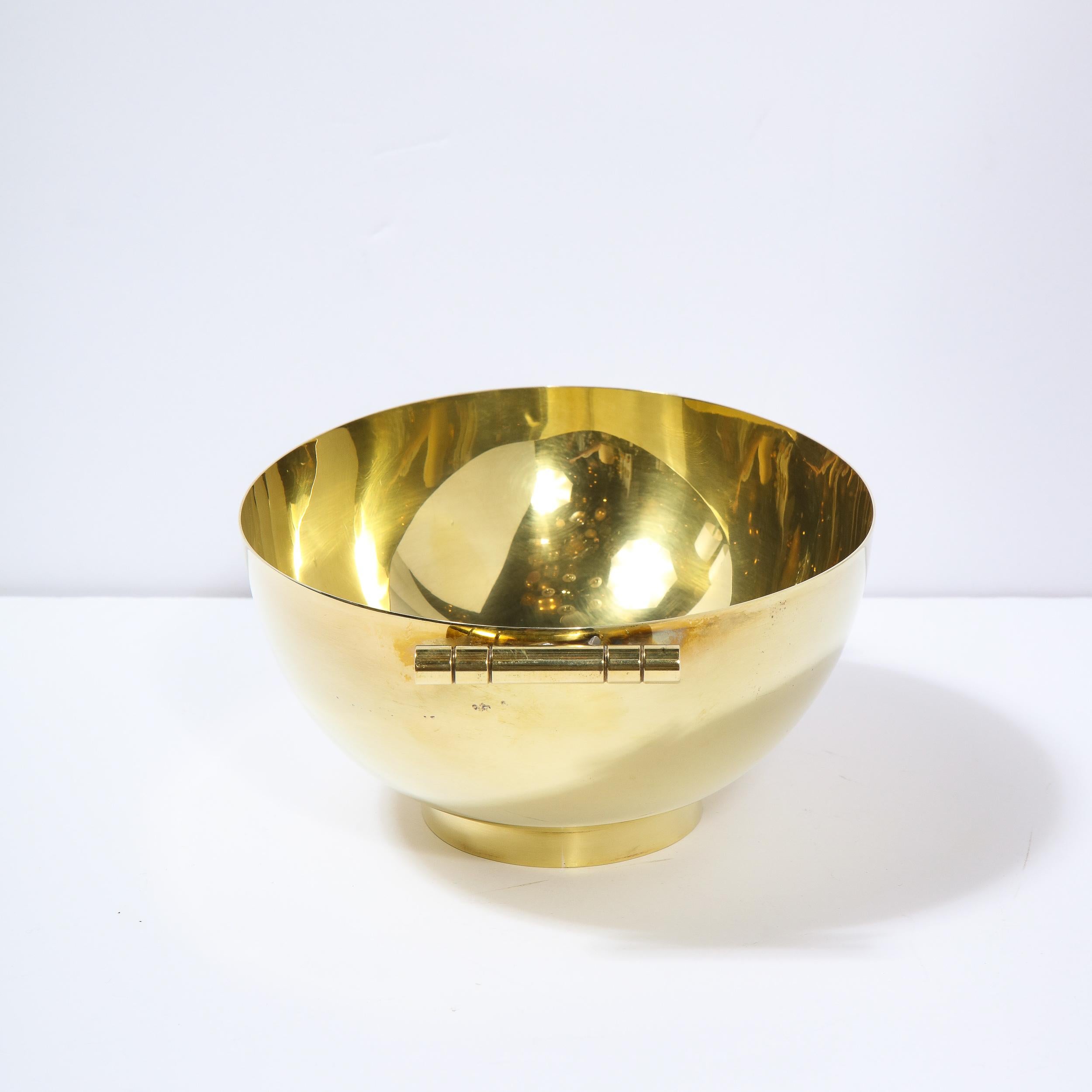 Polished Signed Mid-Century Modern Brass Bowl by Tommi Parzinger for Dorlyn Silversmiths For Sale