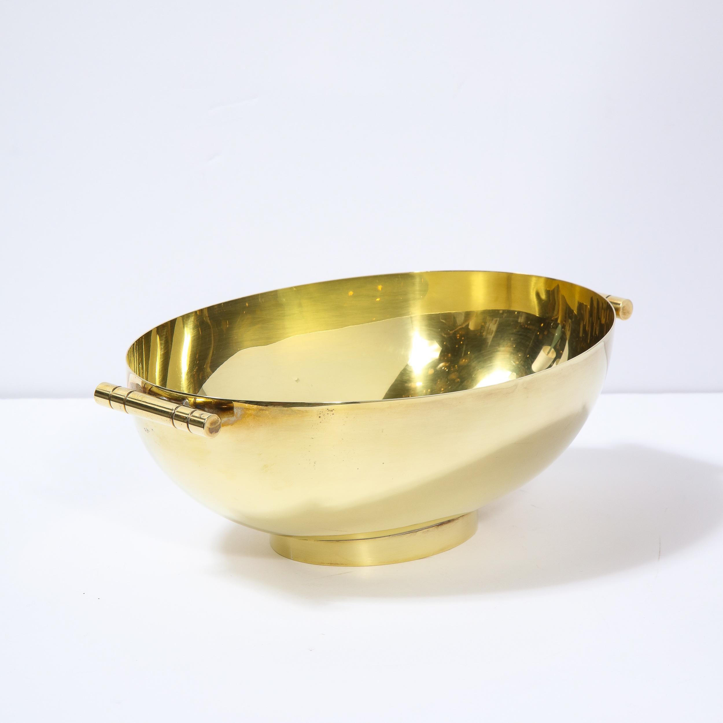 Signed Mid-Century Modern Brass Bowl by Tommi Parzinger for Dorlyn Silversmiths In Good Condition For Sale In New York, NY