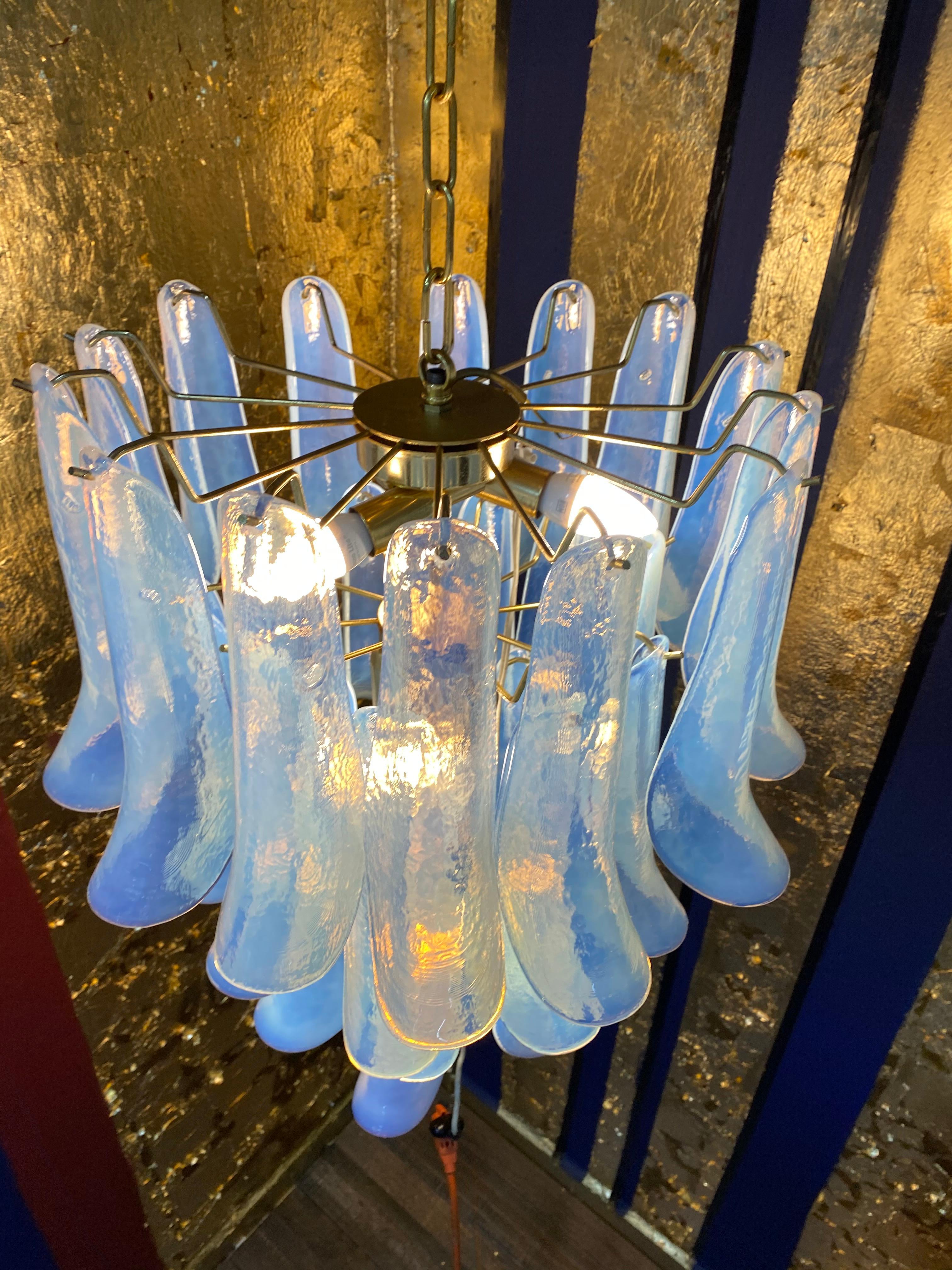 20th Century Signed Mid-Century Modern Chandelier by La Murrina in Opalescent Murano Glass