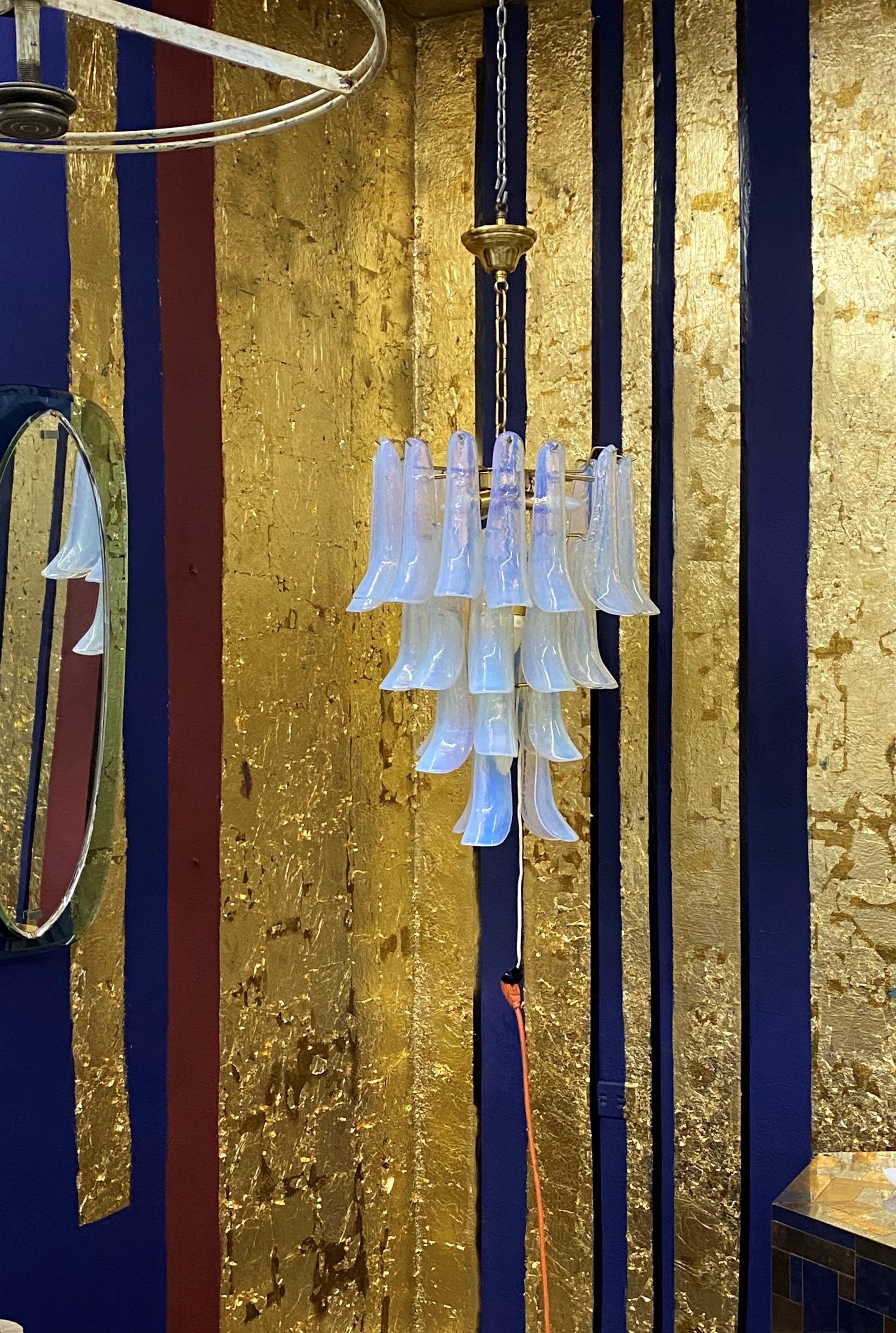 Blown Glass Signed Mid-Century Modern Chandelier by La Murrina in Opalescent Murano Glass