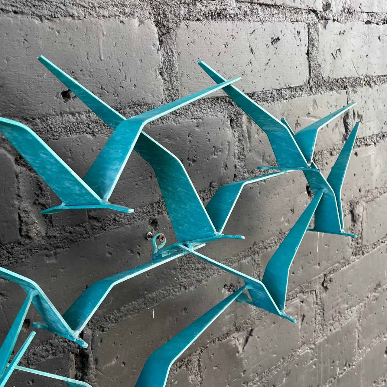 Signed Mid-Century Modern “Flock of Birds” Wall Sculpture by Curtis Jere In Good Condition In Los Angeles, CA