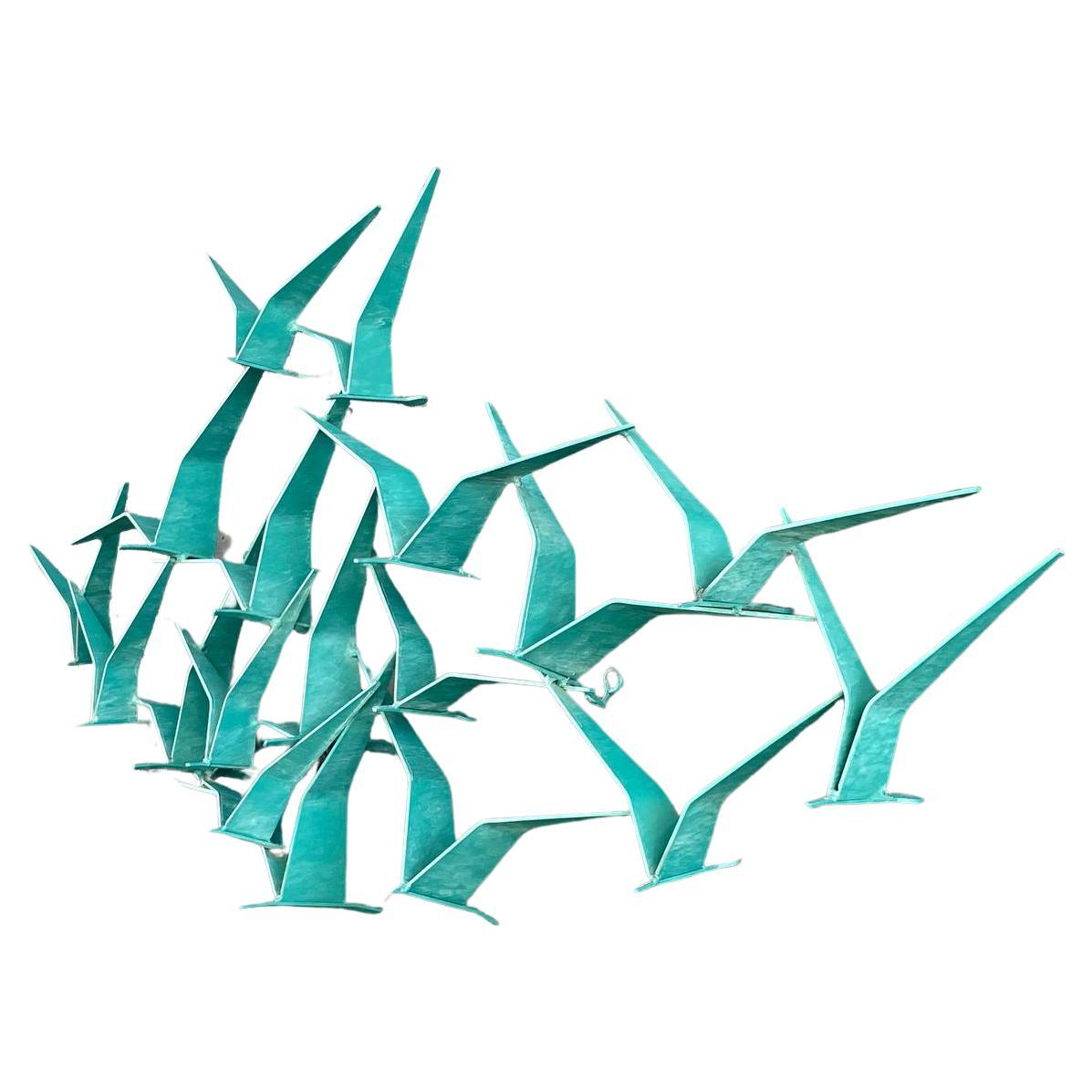 Signed Mid-Century Modern “Flock of Birds” Wall Sculpture by Curtis Jere