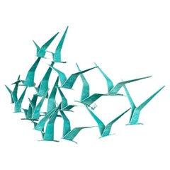 Vintage Signed Mid-Century Modern “Flock of Birds” Wall Sculpture by Curtis Jere