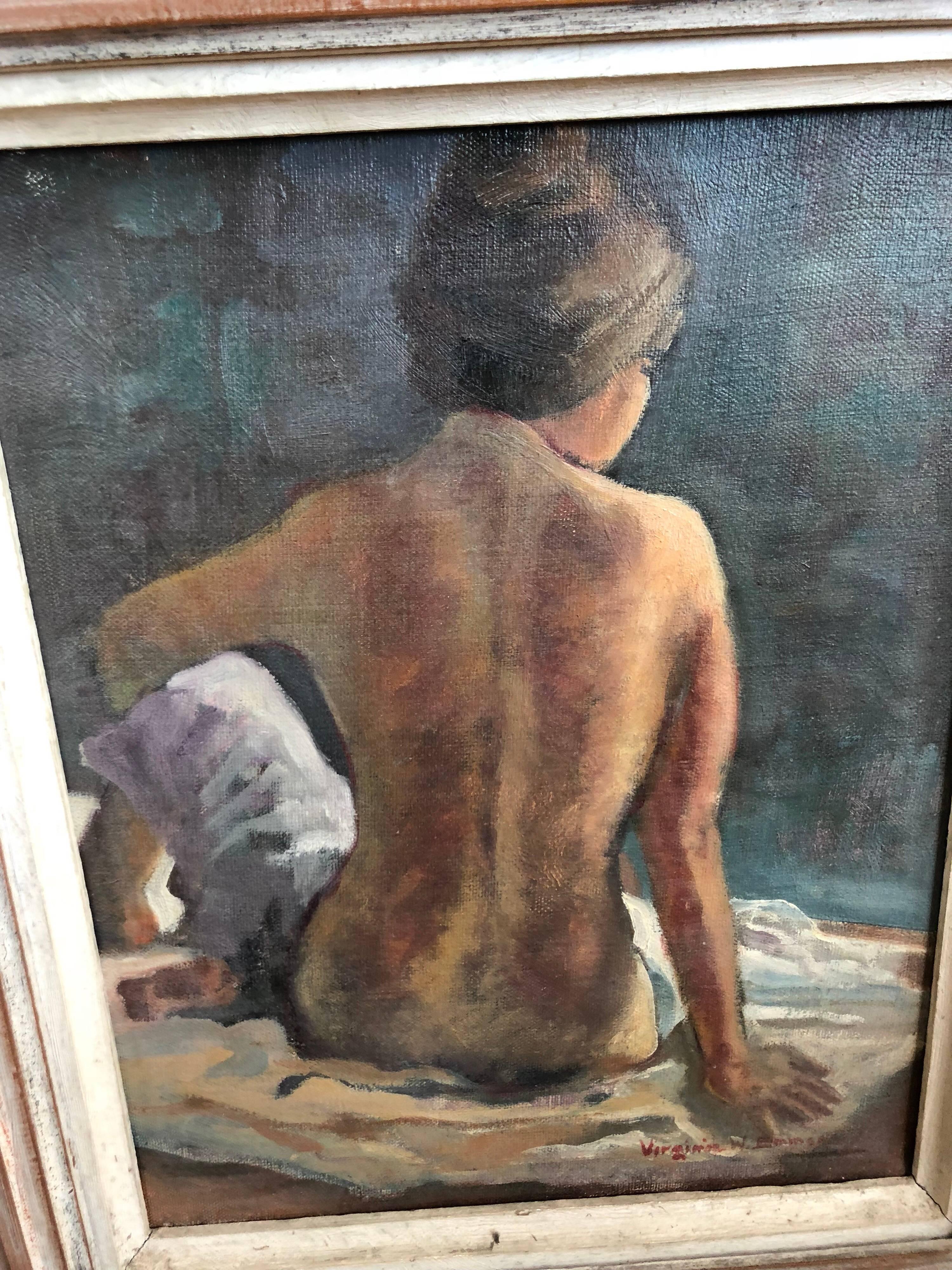 American Signed Mid-Century Modern Nude by Virginia Emmons