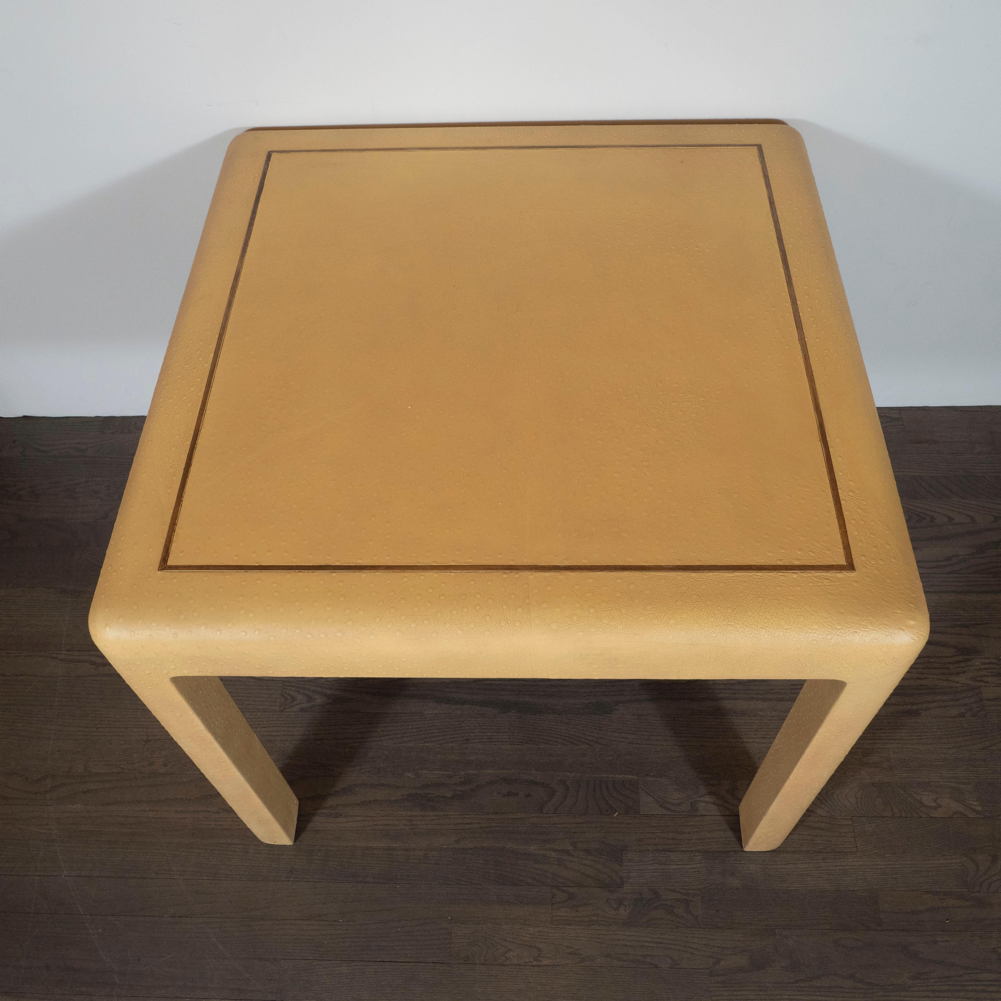 Signed Mid-Century Modern Ostrich Game Table in Ostrich by Karl Springer In Excellent Condition In New York, NY