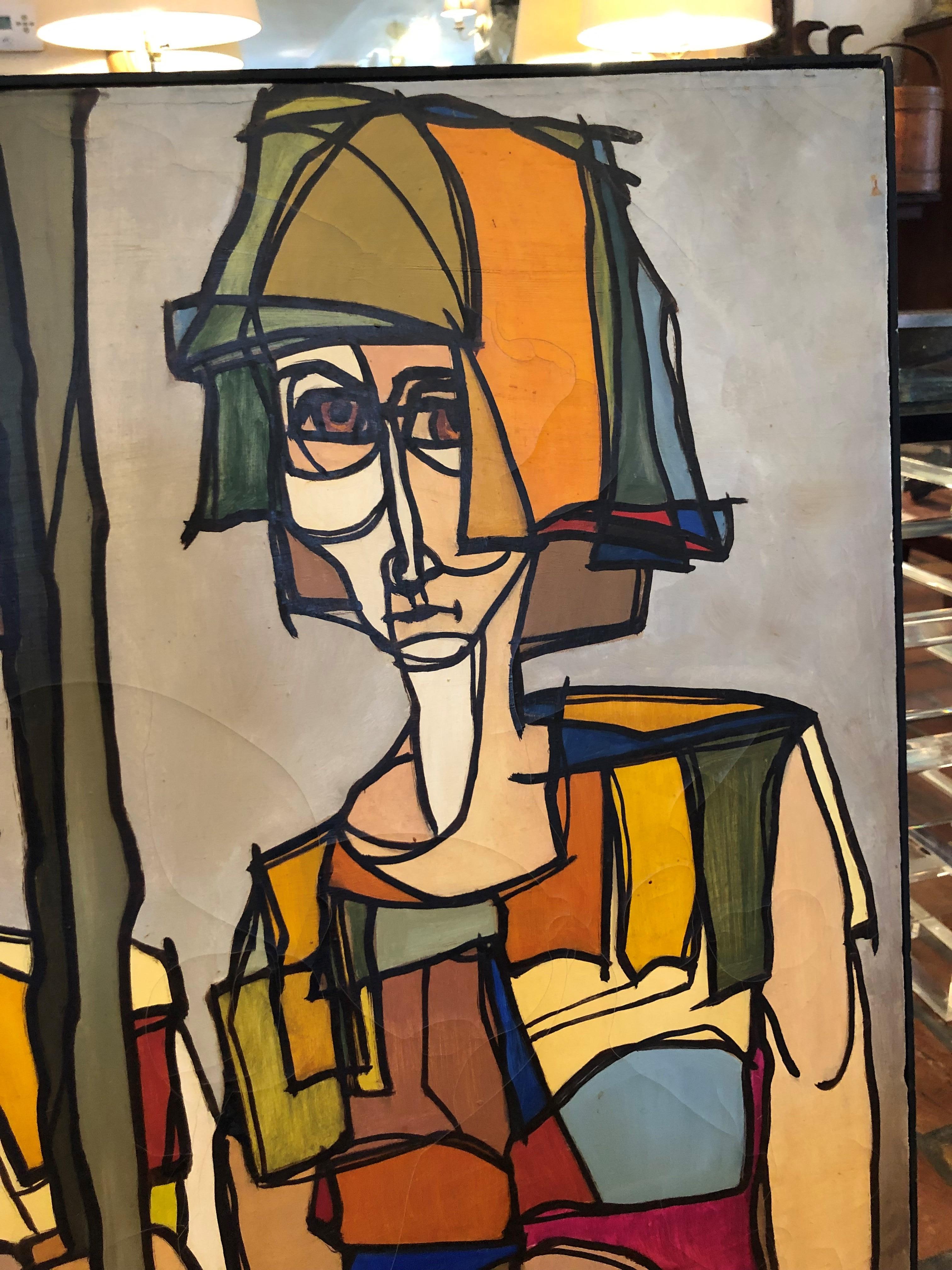 Signed Mid-Century Modern Picasso Style Painting 11