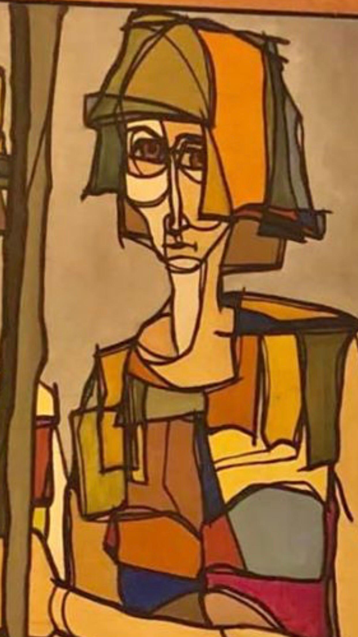 Mid-20th Century Signed Mid-Century Modern Picasso Style Painting
