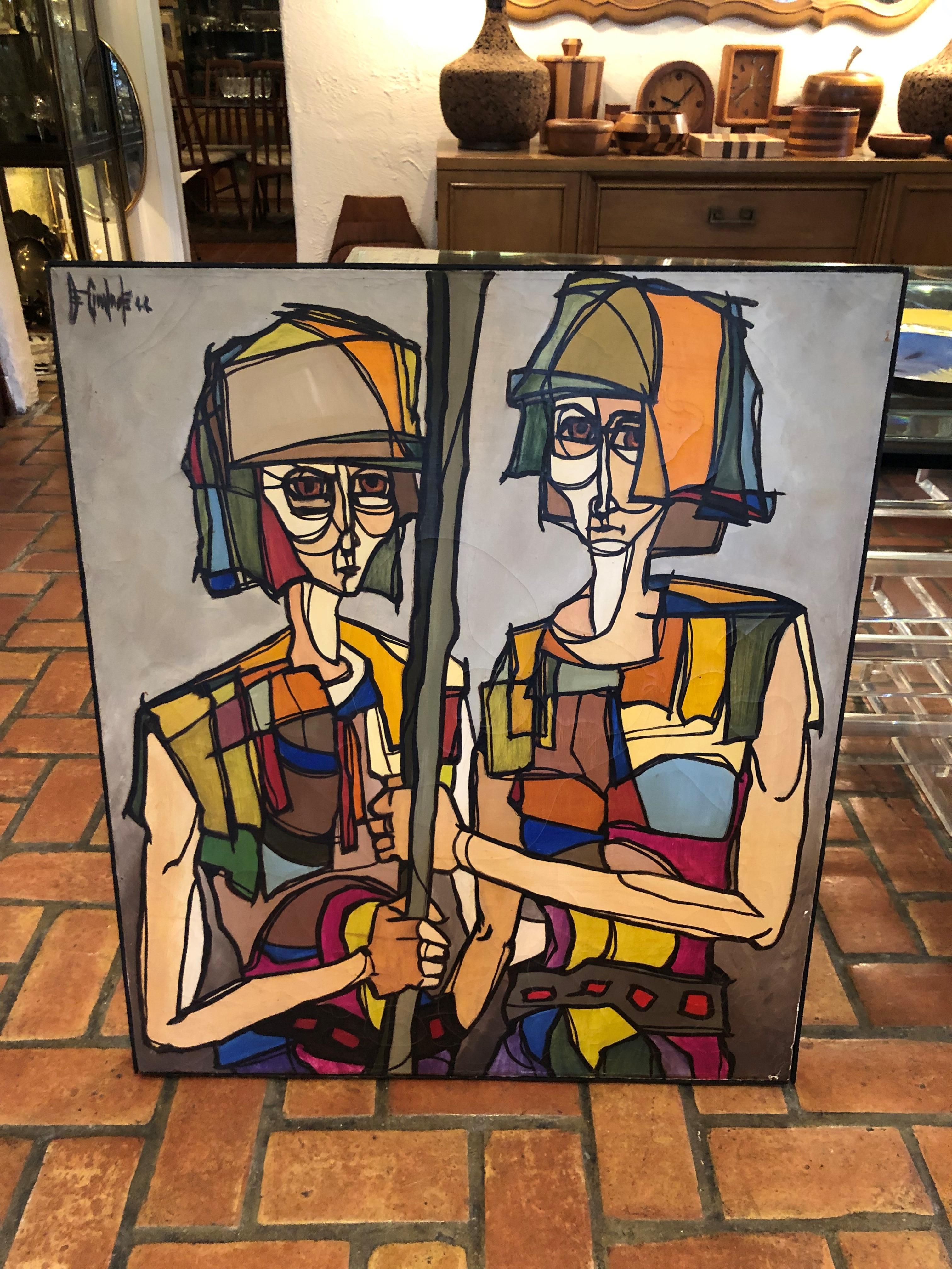 Signed Mid-Century Modern Picasso Style Painting 2