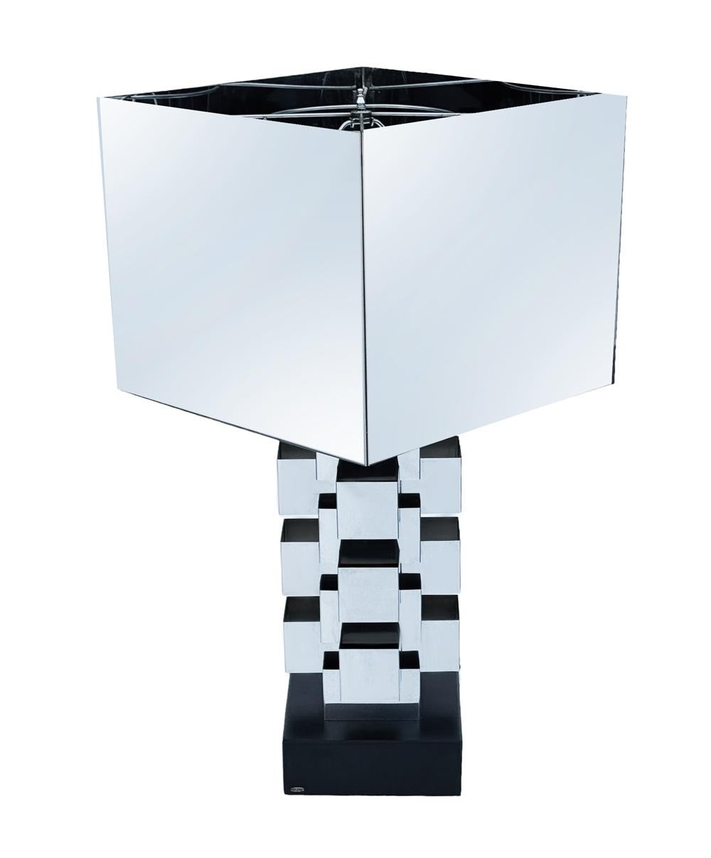 Mid-Century Modern Signed Mid Century Modern Skyscraper Table Lamp by Curtis Jere in Mirror Chrome For Sale