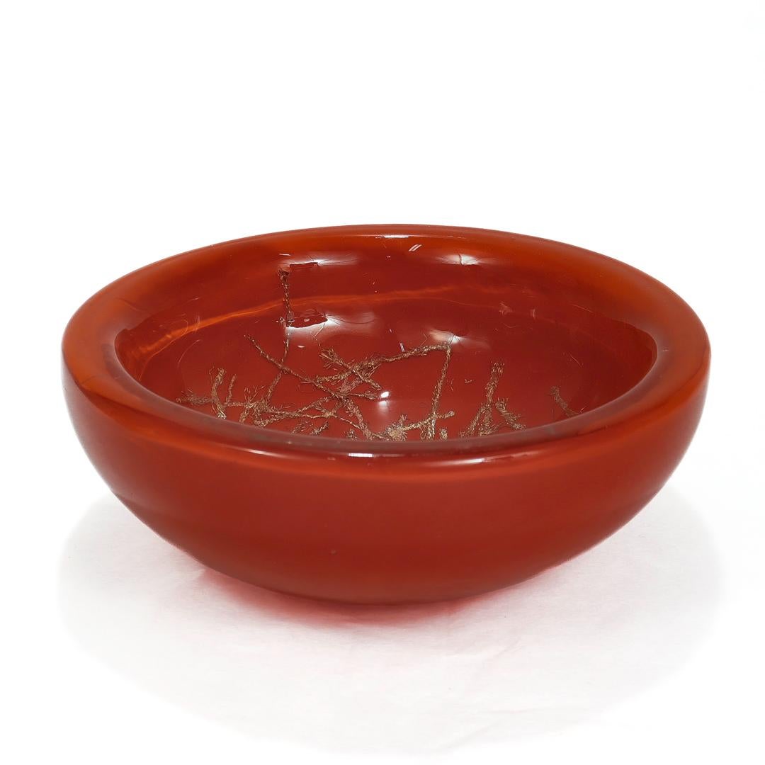 Signed Mid-Century Murano Glass Giaue Bowl by Toni Zuccheri for Venini In Good Condition For Sale In Philadelphia, PA