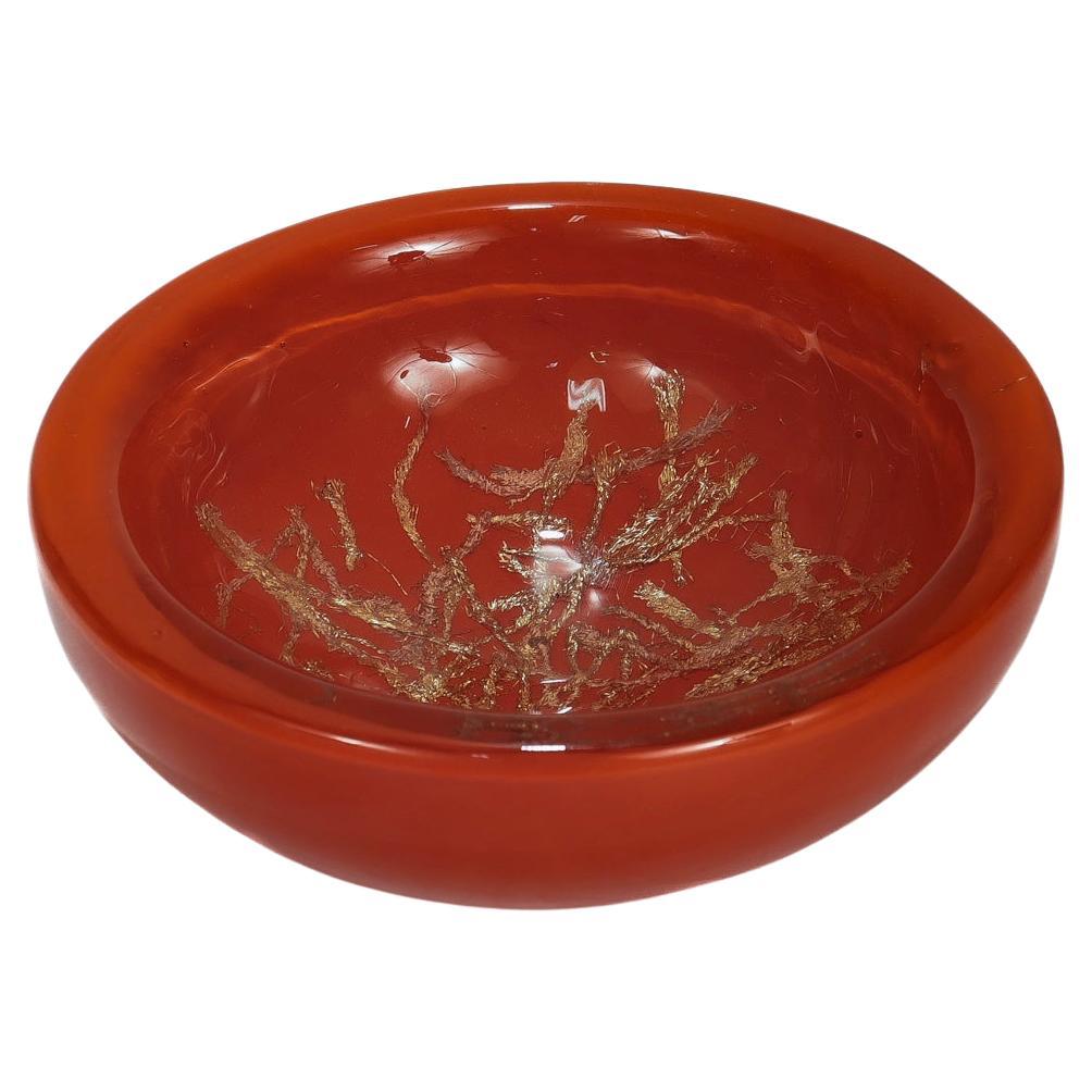 Signed Mid-Century Murano Glass Giaue Bowl by Toni Zuccheri for Venini For Sale