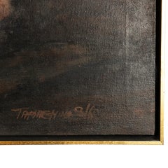 Signed Mid Century Painting of a Couple on Canvas.