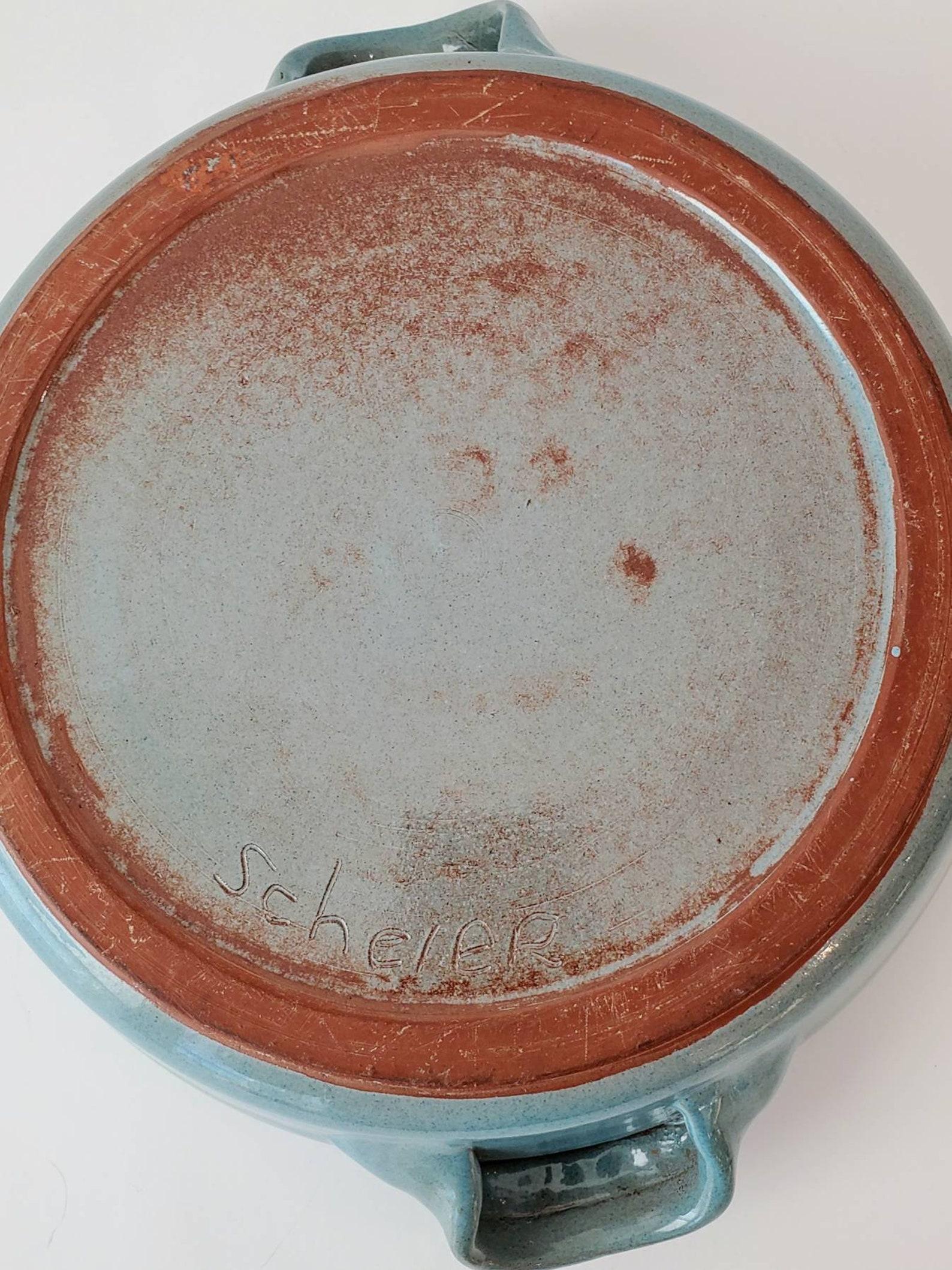 Plat de service en poterie signé Scheier du milieu du siècle dernier en vente 3