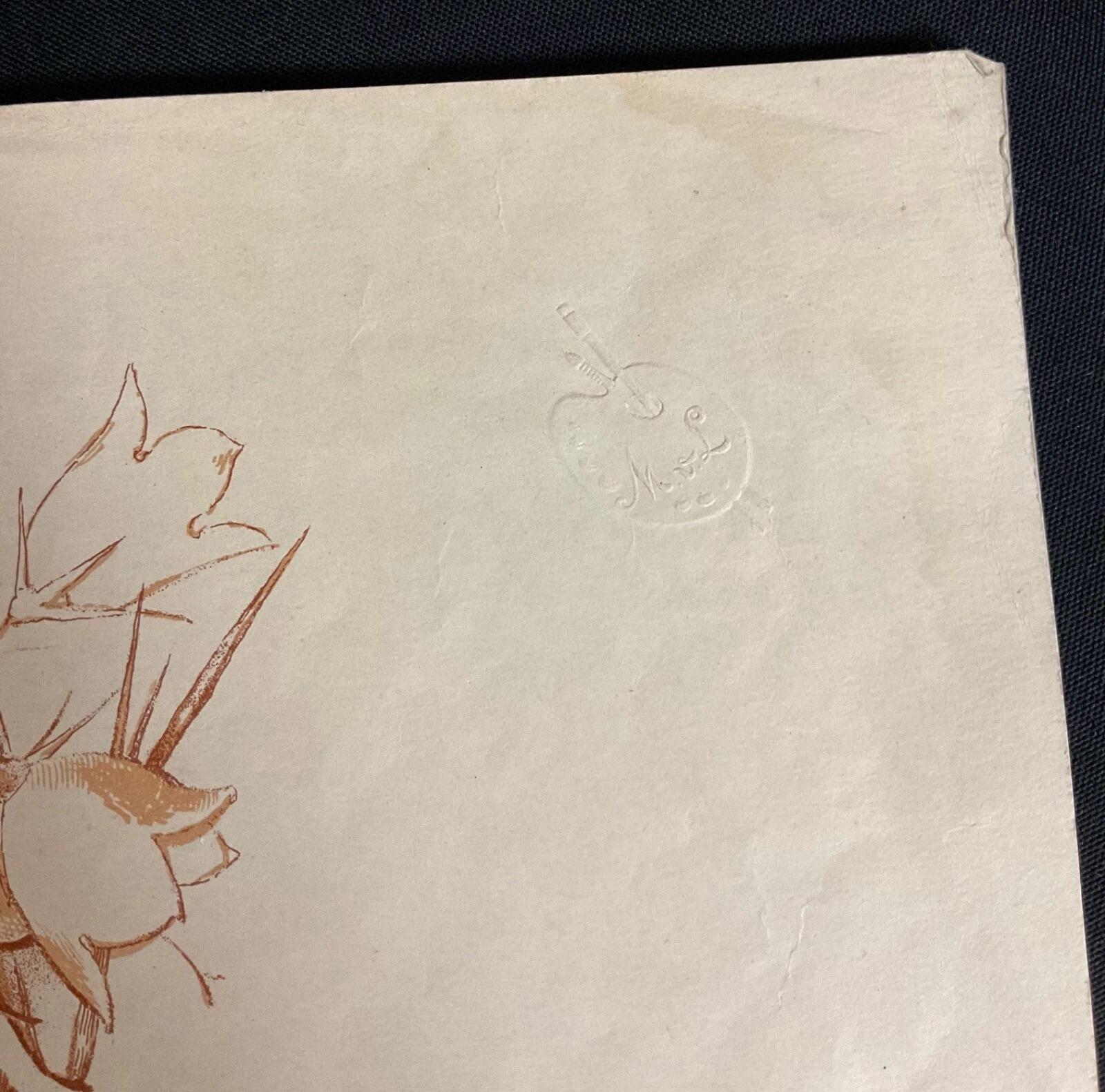 Signed Mid-Century Still Life Etching by Mr. Langer, 1940s - 2Y577 In Good Condition For Sale In Bordeaux, FR