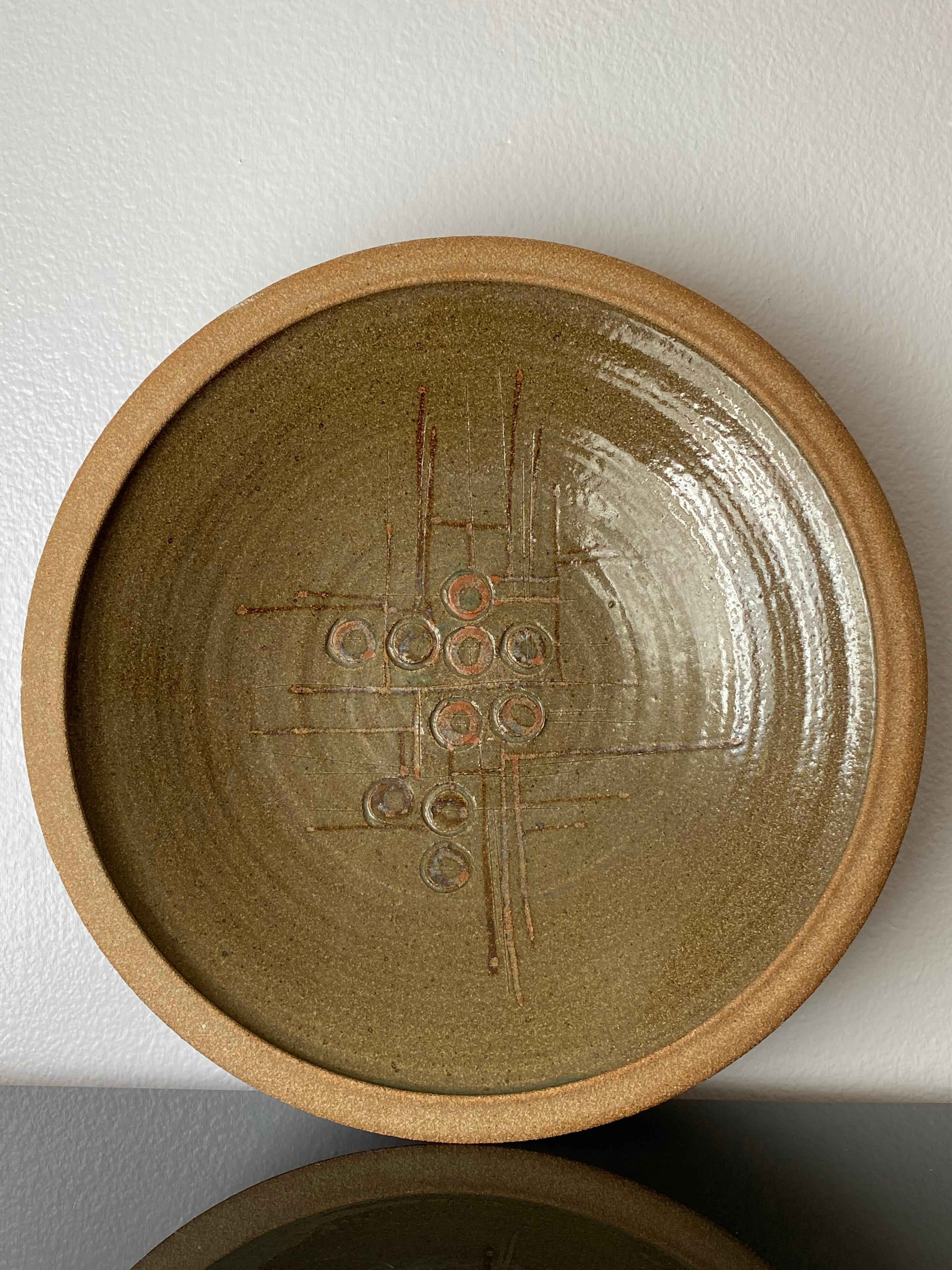 Signed midcentury Studio Pottery bowl in the style of Maxwell.