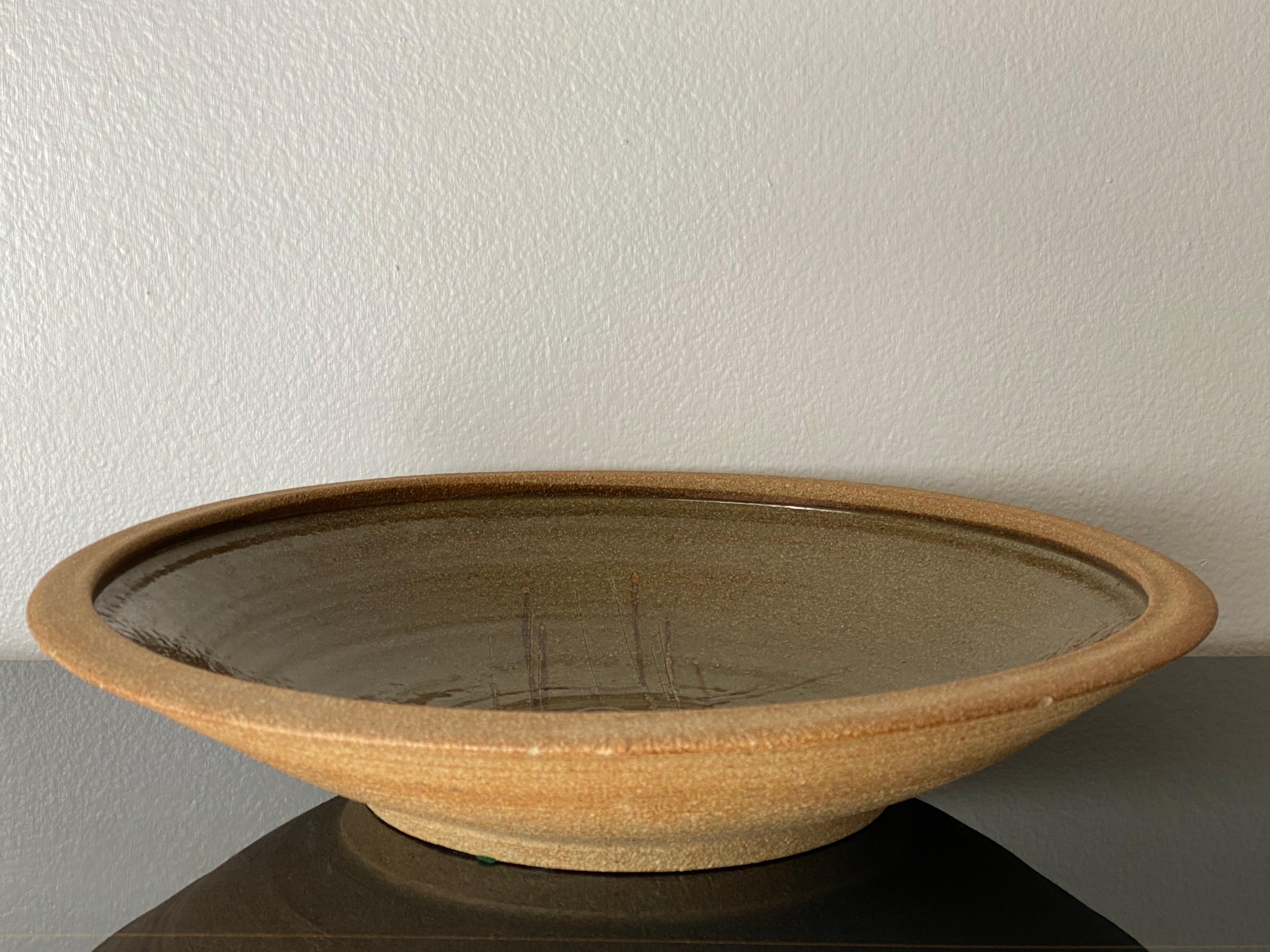 Clay Signed Midcentury Studio Pottery Bowl For Sale