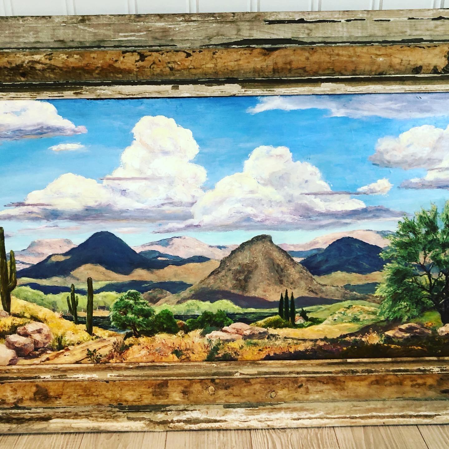 Contemporary Large Signed Southwestern Desert Landscape Painting For Sale